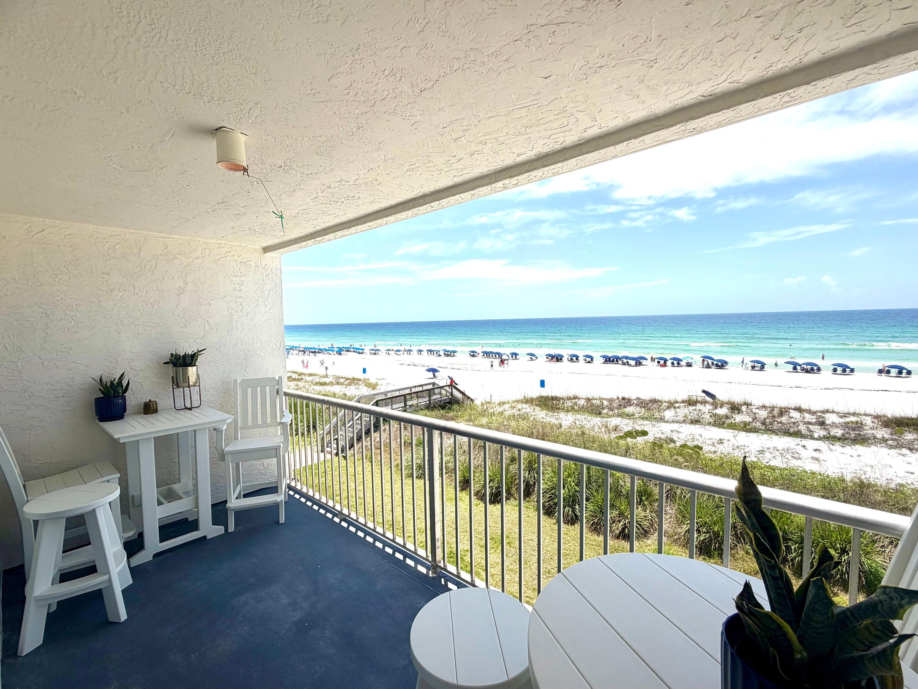 Completely reimagined from top to bottom, this stunning Gulf-front residence offers the perfect blend of luxury, style, and coastal living. Featuring 2 bedrooms, 2 bathrooms, and a versatile loft, this two-story unit has undergone a total renovation with no detail overlooked and no expense spared.

Every surface has been thoughtfully updated, including custom wide-plank tile flooring, quartz countertops, new cabinetry, appliances, fixtures, interior doors, trim, designer tile showers, and a custom backsplash. The result is a fresh, sophisticated coastal retreat that feels brand new.

Enjoy breathtaking waterfront views from private balconies on both levels, or take in the Gulf breezes from the rooftop sun terrace located just off the primary suite. This unique outdoor space provides the perfect setting for morning coffee, evening sunsets, or simply relaxing above it all.

Located in a low-density, three-story Gulf-front building, owners enjoy the convenience of covered parking, elevator access, and a more private beach experience. With its exceptional finishes, prime waterfront location, and attractive price point, this is one of the best values available along the coast.