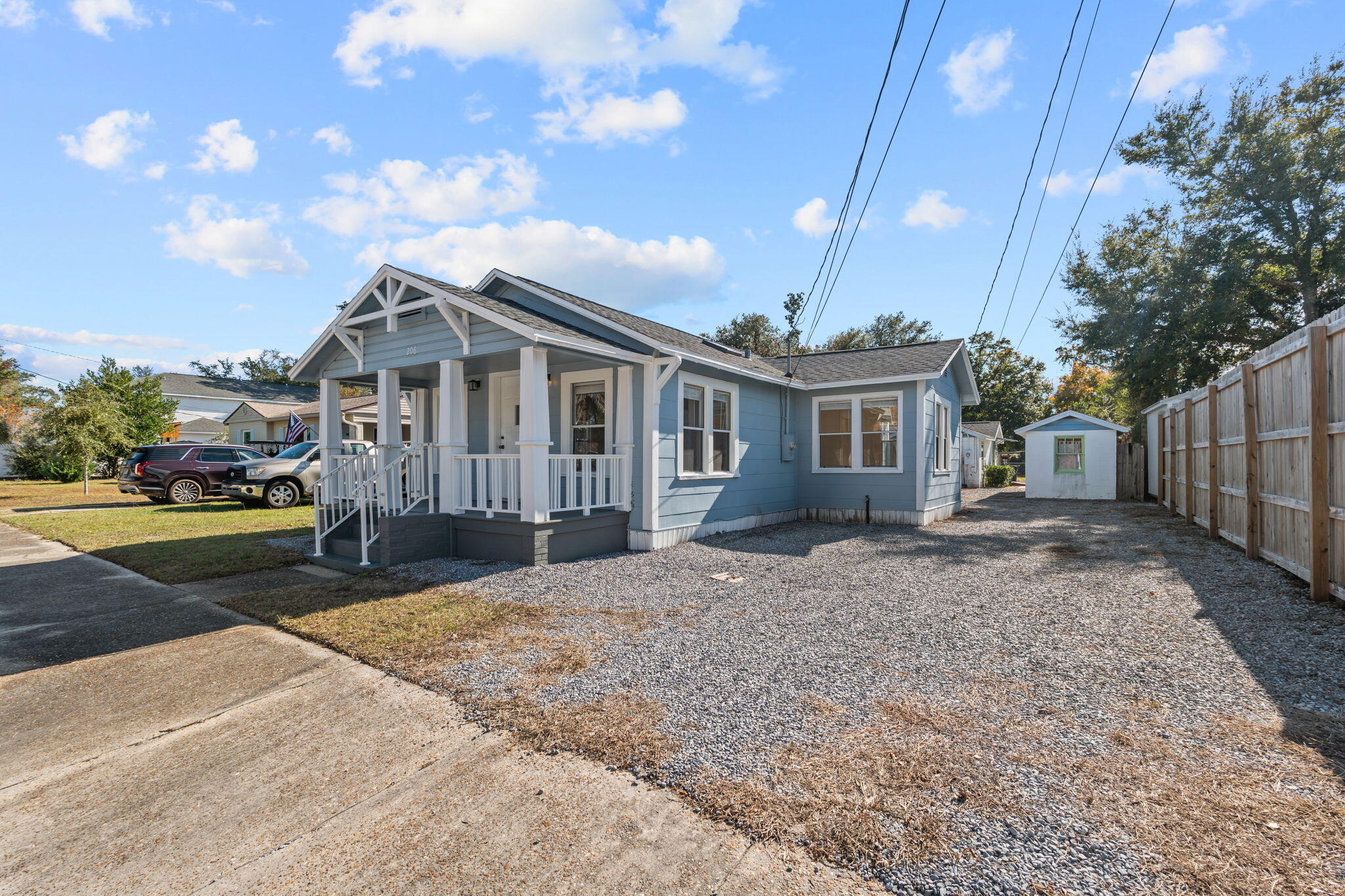 Rare opportunity in the COVE, Panama City, FL! Two-dwelling properties like this are extremely hard to find! This unique income-producing property features three separate structures, two dwelling units, separate utilities, and brand-new roofs on all buildings, making it an ideal option for investors, house hackers, multi-generational living, or short-term/long-term rental strategies. This home is only 0.5 miles from Harrison Avenue and downtown Panama City, an area that blends historic charm with modern energy. Situated on the shores of St. Andrews Bay, downtown has experienced a resurgence in recent years, with new shops, restaurants, breweries, galleries, and community events revitalizing its historic core.

 The front home is vacant and fully remodeled (2023) and offers 2 bedrooms, 1 bathroom, and 859 sq. ft. of living space. Updates include a new A/C (2025, under warranty), impact skylight, new appliances, washer & dryer, new plumbing, new flooring, new blinds, and a fully fenced private yard with off-street parking and storage. Previous rent: $1,900/mo. 

Unit B features 1 bedroom, 1 bathroom, and 470 sq. ft., with a new split A/C (2026), covered patio, private fenced yard, and separate driveway with private alley access! Perfect for rental income, guest suite, or entertainment space. Rented: $900/mo.

Each unit has separate electric and water meters, allowing for a true income-producing operation that offers privacy for each unit and simplified property management.

A third structure provides dedicated laundry for Unit B and additional storage for both homes, increasing functionality and tenant appeal. 

Located in the highly desirable Cove area of Panama City, this property offers charm, convenience, and long-term value just minutes from downtown shopping, dining, schools, and the water. This is a unique investment opportunity in one of the city's most established neighborhoods! Measurements are to be verified by Buyer.