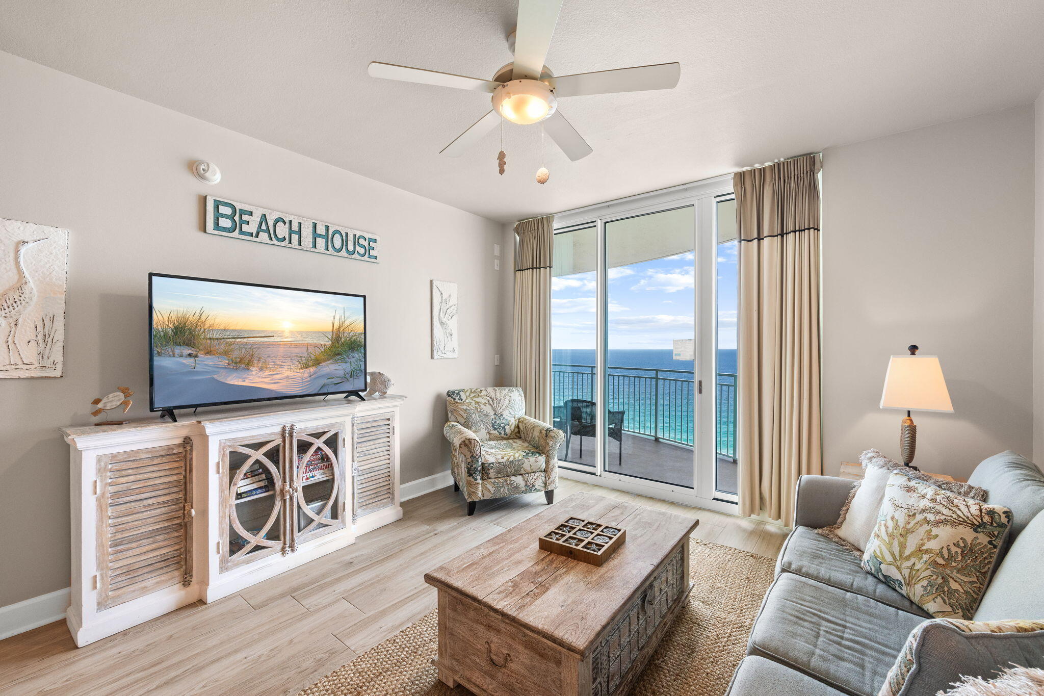 Experience panoramic Gulf views from this beautifully refreshed 18th-floor beachfront condo at Aqua. Offering 2 bedrooms, a bonus bunk area, and 2 full baths, this thoughtfully designed retreat combines comfort, style, and an unbeatable location in the heart of Panama City Beach.

Inside, you'll find an open-concept living space filled with natural light, a fully equipped kitchen, and a spacious Gulf-front primary suite with private balcony access and a spa-like bath featuring a soaking tub, walk-in shower, and dual vanities. Step outside to the oversized private balcony--complete with new outdoor furnishings--and enjoy sweeping views of the sugar-white sand and emerald waters below.

Beach service is included, making it easy to spend your days by the water. Residents and guests enjoy Aqua's resort-style amenities, including indoor and outdoor pools, a hot tub, and a prime location just a short stroll from Pier Park, shopping, dining, and entertainment. Whether you're looking for a relaxing coastal escape or an exceptional investment property, this beachfront residence offers the perfect blend of luxury and convenience.