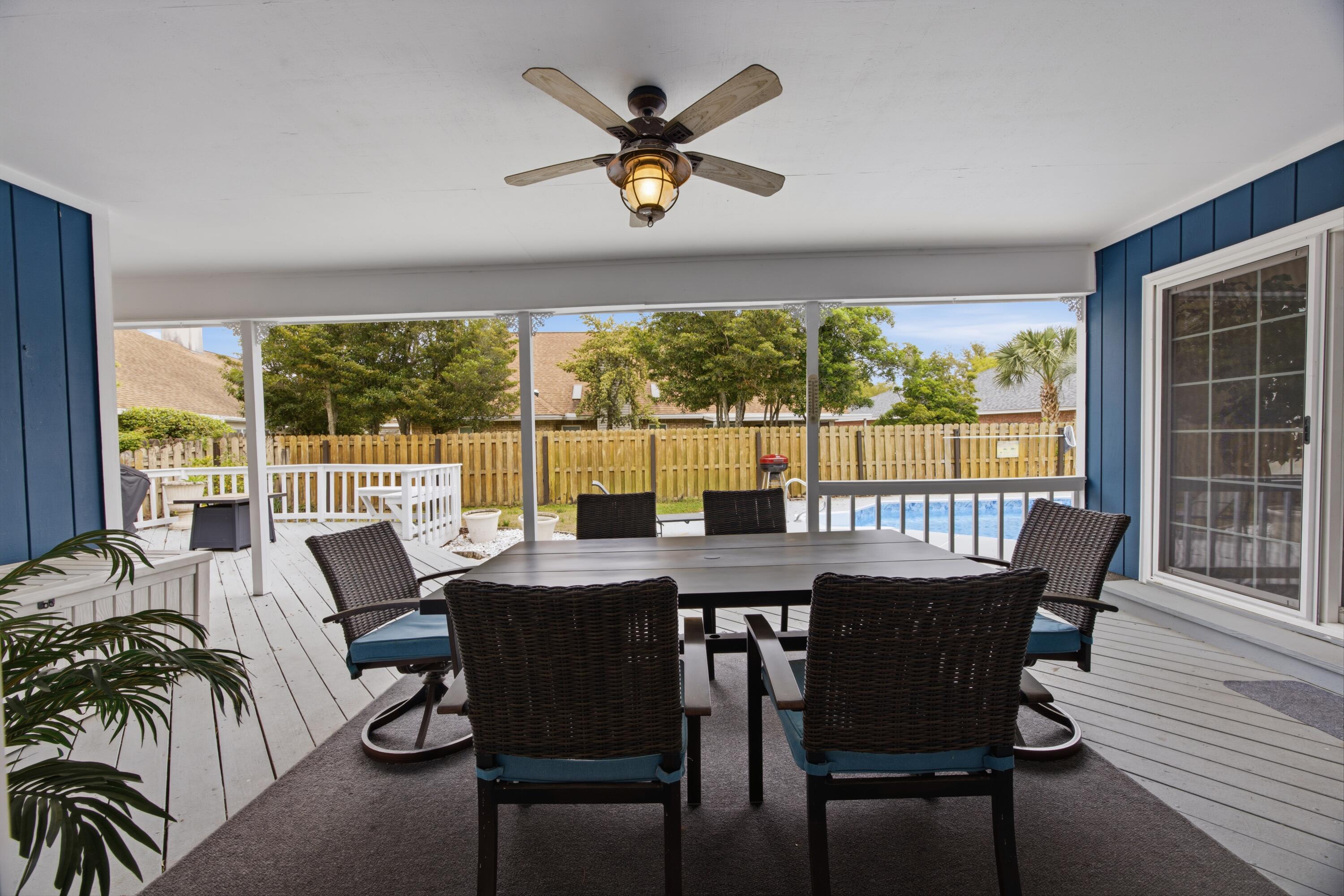 Active Kick-Out - contingent upon buyer sale/closing  POOL! Experience comfortable Florida living in the highly desirable Lake Lorraine Estates community of Shalimar. With a spacious layout, thoughtful details, and a prime Emerald Coast location, this home is the perfect blend of style, function, and convenience. Inside, you're welcomed by a tiled foyer that leads to a formal dining room accented with crown molding and chair rail details. The main living room features cathedral ceilings and a cozy wood-burning fireplace, creating an inviting space to relax or entertain. The kitchen offers granite countertops, tile flooring, bar seating, and an eat-in dining area, and opens to a secondary living space that provides additional room for gathering. A laundry room with access to the two-car garage adds everyday convenience.

The split-bedroom floor plan provides privacy, with all bedrooms featuring ceiling fans and carpet flooring. The spacious primary suite showcases vaulted ceilings and direct access to the outdoor living area, while the en-suite bathroom includes tile flooring, a whirlpool tub, separate glass and tile shower, a walk-in closet, and a double vanity with granite countertops.

Step outside to enjoy a covered patio with a ceiling fan and a partially covered deck, perfect for relaxing or entertaining. The privacy-fenced backyard and mature landscaping create a peaceful outdoor retreat.

Conveniently located just minutes from shopping, dining, and retail centers along Eglin Parkway, as well as Uptown Station, this home offers excellent access to everyday conveniences. The property is also approximately half a mile from the beautiful waters of Lake Lorraine and Choctawhatchee Bay, providing easy opportunities to enjoy boating, fishing, and waterfront views. With its close proximity to downtown Fort Walton Beach, Eglin Air Force Base, and Hurlburt Field, this location offers the perfect balance of accessibility, lifestyle, and Emerald Coast living.