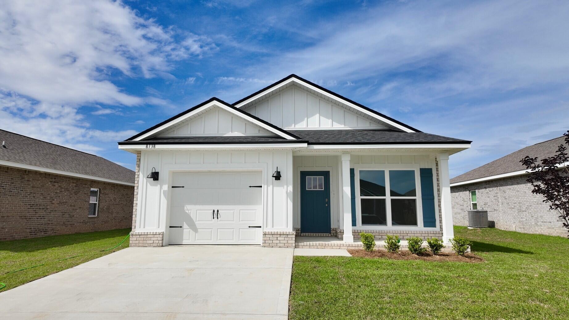 Welcome to Blackwater Reserve! A brand-new community featuring a beautiful community pool, Lazy River and Pickle Ball. The charming Julia floorplan is a contemporary 1 story cottage style homes with 1 car garage. Popular 3 bedrooms, 2 baths, a flex space, and a highly desirable, relaxed open floorplan. The 'Smart Home Connect' System offers various convenient Smart Home devices you will love. The well-designed open kitchen includes stainless steel appliances, a smooth-top range, built-in microwave, gorgeous quartz countertops, quiet dishwasher, pantry, island bar, eye-catching wood-look flooring, and plush carpet in the bedrooms. No wasted space in this highly desirable floorplan. Fabric Hurricane door and window protection is also included.