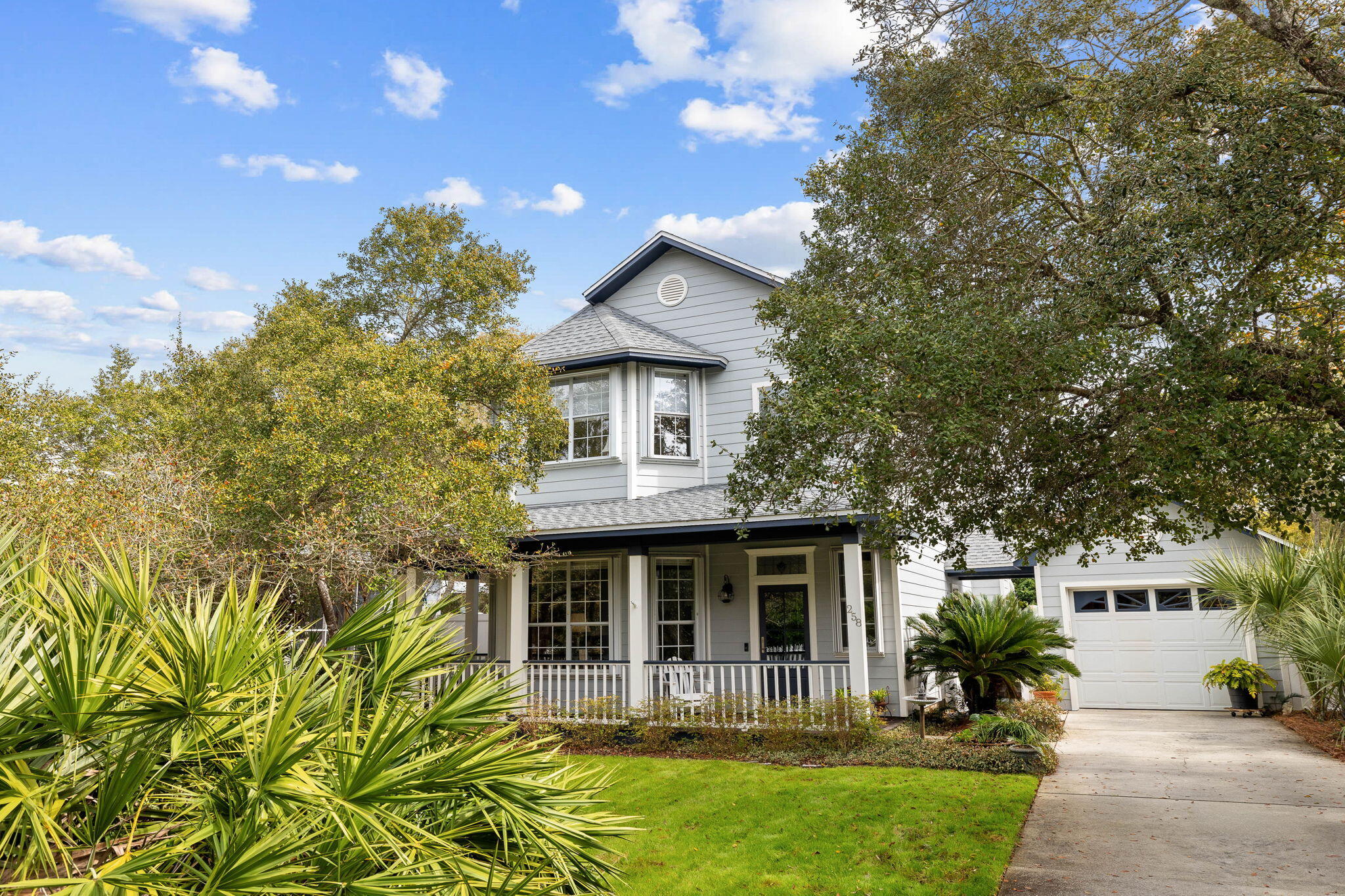 Just steps from the sugar-white sands and emerald waters that define the magic of 30A, this beautifully maintained 3BR, 2.5BA home in the quiet community of Seabreeze offers exceptional coastal living. Just a 425-yard stroll to the beach with deeded and public access, the 2,000 sq ft layout is light, bright with high ceilings and an open kitchen. The front room with a beautiful bay-window can be an office, library, or dining room. A spacious Florida room overlooks a private backyard with pool and pavered patio, and upstairs the primary suite offers French doors, an ensuite bath, and walk-in closet. With timeless design, peaceful surroundings, and a motivated seller, this is a rare opportunity to enjoy the 30A lifestyle at its finest. As you enter, a welcoming foyer sets the tone for the home, with a stained-glass window above the entry filling the stairwell and upper level with natural light and character. The main level also includes a convenient half bath, laundry closet, and access to a detached oversized one-car garage via a side entry. Upstairs, two guest bedrooms are thoughtfully connected by a Jack and Jill bath, offering both comfort and functionality for family or guests. Seabreeze is known for its peaceful, low-density setting with the added benefit of being rental-restricted, creating a more private and residential feel. In addition to convenient public beach access, residents enjoy a gated deeded beach access exclusive to the community. A scenic community trail on the west side leads to Camp Creek Lake, where a dock provides the perfect setting for sunset views, kayaking, or paddleboarding--one of 30A's most special and unique coastal dune lake experiences.