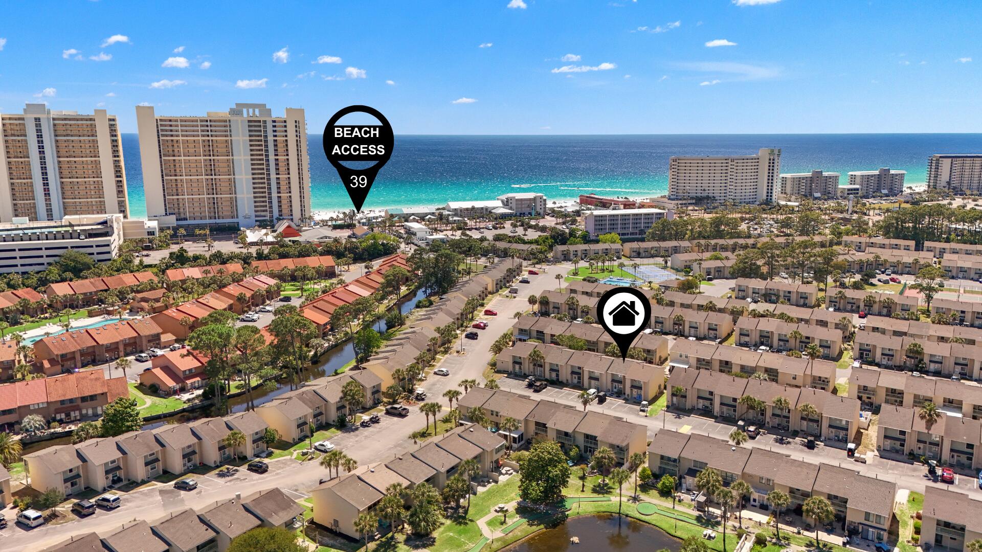 Just bring your suitcase. Leave your worries behind. Impress your guests. And the best part? It won't break the bank! Search on YouTube ''For Sale 110 Linda Marie Ln in Gulf Highlands Beach Resort'' for a full video tour. From the moment you walk in, you'll notice the difference. This beautifully updated townhome features stylish finishes, tile flooring throughout, granite countertops, a tiled walk-in shower, custom pavers, beautiful accent details, and quality furnishings that create a clean coastal feel and a place where lasting memories are made. Enjoy added peace of mind with a 2016 HVAC system, 2021 water heater, and a brand-new roof completed in 2024. Sold fully furnished and ready to enjoy or rent immediately, this is the type of property buyers hope to find but rarely do. Located in one of the most sought-after communities in Panama City Beach, known for having some of the best amenities in the area, you're just a short walk to the beach and steps from multiple pools, including heated pools, as well as ponds and other community amenities. Two assigned parking spaces are conveniently located right in front of the unit, making everyday living and vacation stays a breeze.  Additional highlights include VA and FHA eligibility, strong short-term rental potential with solid projected GRI, and low HOA fees that provide exceptional value. Community amenities include 11 pools with 5 heated, pickleball and tennis courts, shuffleboard, mini golf, a beachfront pool and restaurant, fitness center, playground, WiFi, pest control, gated security with a guard, and grounds maintenance. Whether you're looking for a full-time residence, vacation getaway, or investment property, this is a fantastic opportunity in a highly desirable beachside community. Schedule your showing today!
