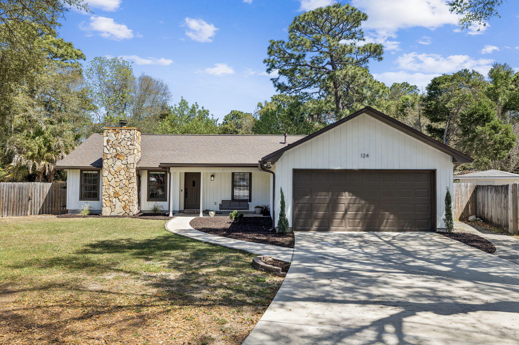 NO HOA, ROOF (2023), HVAC (2023), HOT WATER HEATER (2023), NEW DRIVEWAY (2024)
NEW APPLIANCES (2024), ALL NEW PAINT INTERIOR & EXTERIOR, NEW BASEBOARDS, ALL NEW OUTLETS AND SWITCHES, NEW WINDOW TREATMENTS, ALL NEW DOOR HARDWARE, ALL NEW CEILING FANS, NEW LANDSCAPING.

This 3 bedroom, 2 bathroom features a spacious, functional floor plan with generous living areas, a well appointed kitchen, office, and bonus room. A seamless flow that makes the home feel both open and inviting. Every detail has been carefully considered, making this a true move in ready opportunity. Situated in a quiet neighborhood 10 minutes from Destin, close proximity to schools, and restaurants.