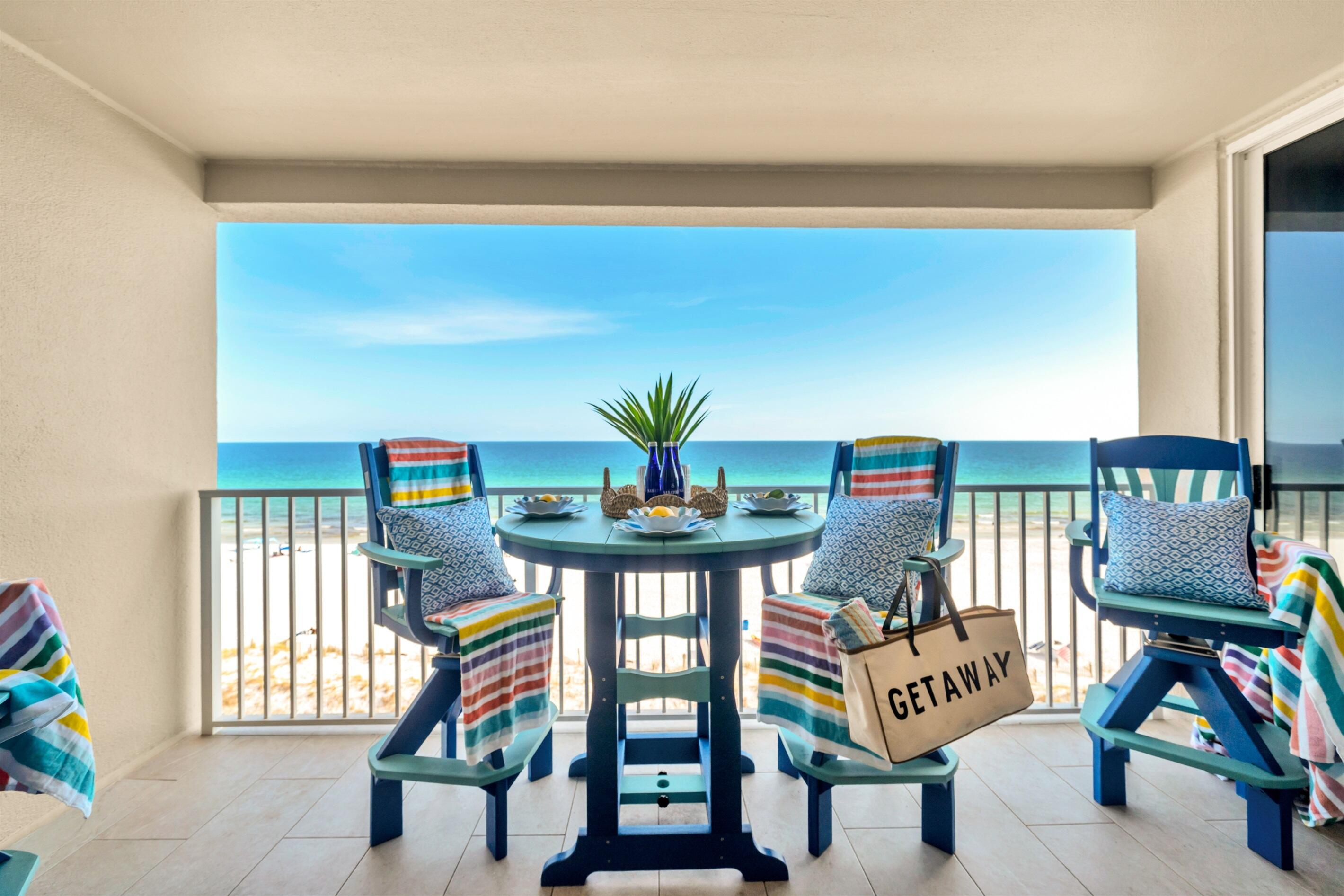 Discover the pinnacle of luxury at Island Princess, one of Okaloosa Island's premier Gulf front resorts! This premium 2-bedroom, 2-bath unit features deeded covered parking, in-unit laundry, and a spacious floor plan, making it perfect as a primary residence, second home, or investment property. Enjoy unobstructed Gulf views from the living room and master bedroom, offering a unique vantage point to spot dolphins and other mesmerizing marine life right from the comfort of your own penthouse.  Fully furnished with new stainless appliances,  new bar height dining room table and chairs, new bedroom furniture, and 2025 HVAC.  Rental ready offering exceptional amenities, including a Gulf-front swimming pool with a hot tub, free beach service until November, and nearly 500' of pristine beach.