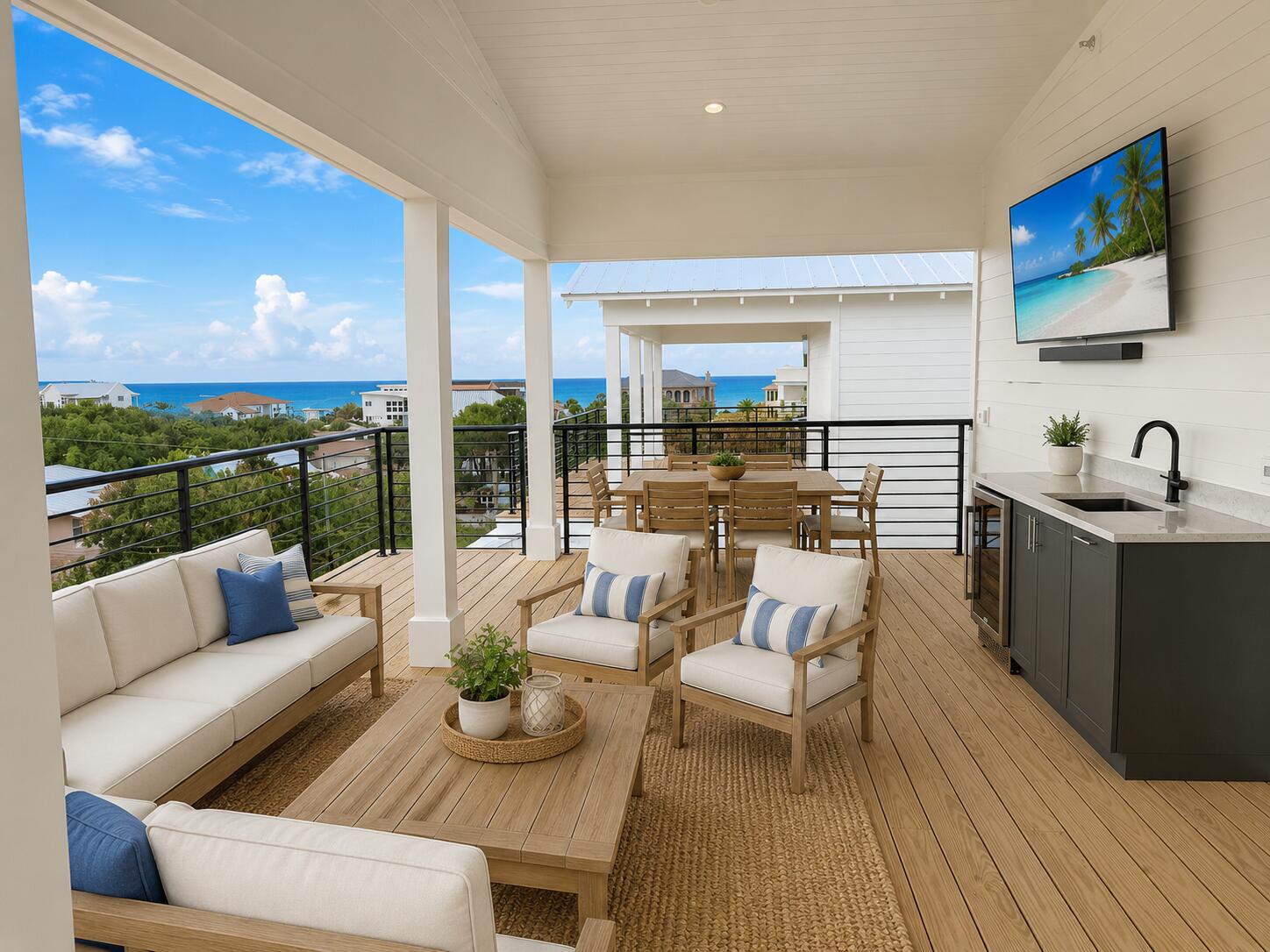** $190,000 + in rental income booked for 2026 rental season. ** Brand-new and just finished, this four-story beach retreat sits south of Scenic Highway 30A on Mary Street, less than a 5-minute walk to the white sand beaches and emerald green waters of Blue Mountain Beach, Fla. Designed as a true rental powerhouse with projections around $235,000, this 5BR/5BA+2 half bath home is built for fun, comfort, and income. The first level lives like a poolside cabana, with a mini kitchen, half bath, and a full wall of sliders that open straight out to the private pool and sun deck--perfect for entertaining. Upstairs, the main living floor offers a large open kitchen, dining, and living area with Thermador appliances, a gas range, a sweeping island, and a walk-in pantry, ideal for big groups to gather. The whole second floor is dedicated to this open