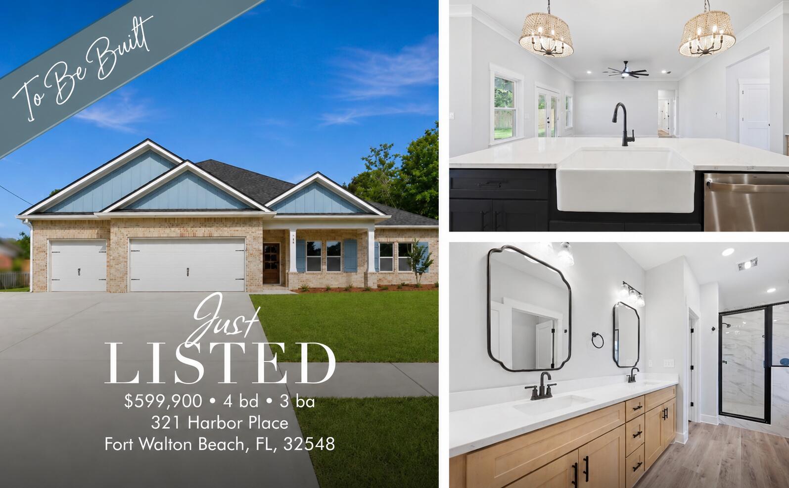 Home to be built--lot is cleared and construction is underway, with the builder anticipating a September closing! Coastal charm meets custom craftsmanship in this beautiful new construction by Grand American Homes. Situated on an oversized .26-acre lot in an established neighborhood, this all-brick home offers quality finishes and thoughtful design throughout.

Inside, you'll find quartz countertops, soft-close cabinetry, luxury vinyl plank flooring, and no carpet. The chef-inspired kitchen features a custom backsplash, abundant storage, gas range, side-by-side refrigerator, and a premium gas appliance package--perfect for everyday living and entertaining.

The split-bedroom floor plan includes 4 bedrooms and 3 full baths. The spacious primary suite offers a walk-in closet, soaking tub, and tiled shower. Two additional bedrooms share a full bath, while the fourth bedroom features a private en-suite, ideal for guests or multigenerational living.

Enjoy outdoor living from the covered front porch or relax in the backyard after a long day. A spacious 3-car garage and additional parking pad provide plenty of room for boats, RVs, and other recreational vehicles.

For added peace of mind, the home includes a 1-year builder warranty, 10-year structural warranty, and a 1-year termite bond.