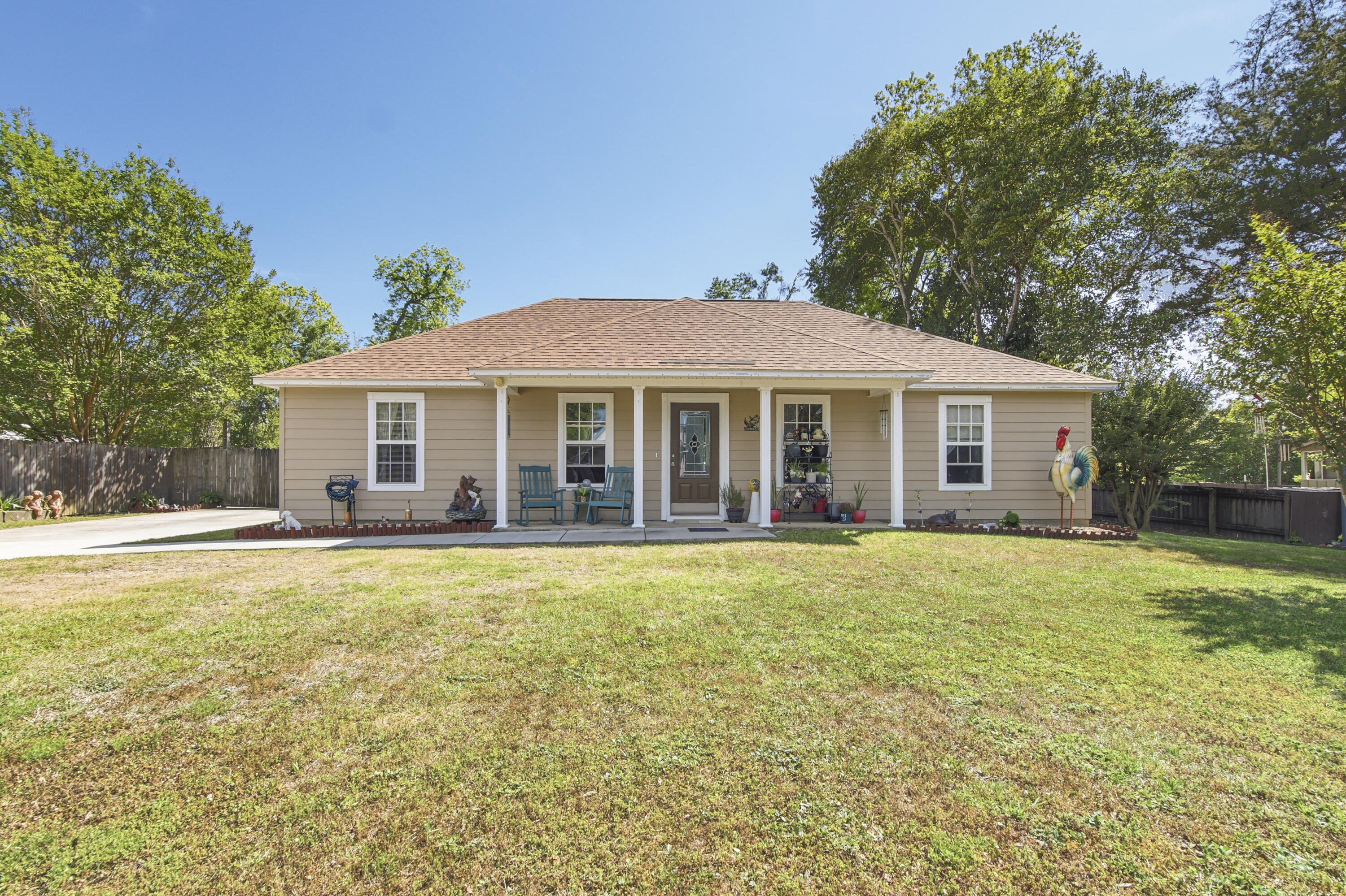 Well-maintained home located in Lockhart, AL. welcomes you with a covered front porch off a paved driveway into a home that is move in ready! Large open living room that connects to kitchen with tons of cabinets and plenty of kitchen area plus a eat in dining with a screened in back porch just off overlooking backyard. Split floorplan includes a large Maser with a walk in closest and a step-free tub installed in 2021. Brand-new roof in 2025, new HVAC in 2022 as well as the paved driveway. New exterior paint fenced back yard, manicured level yard, at one time there was a pool that has been filled in and that area is fenced in as well. Home also offers a 1000 sqft apartment in back yard that is fully equipped to include a loa loft, living room, bedroom, bathroom, washer and dryer hookup.
