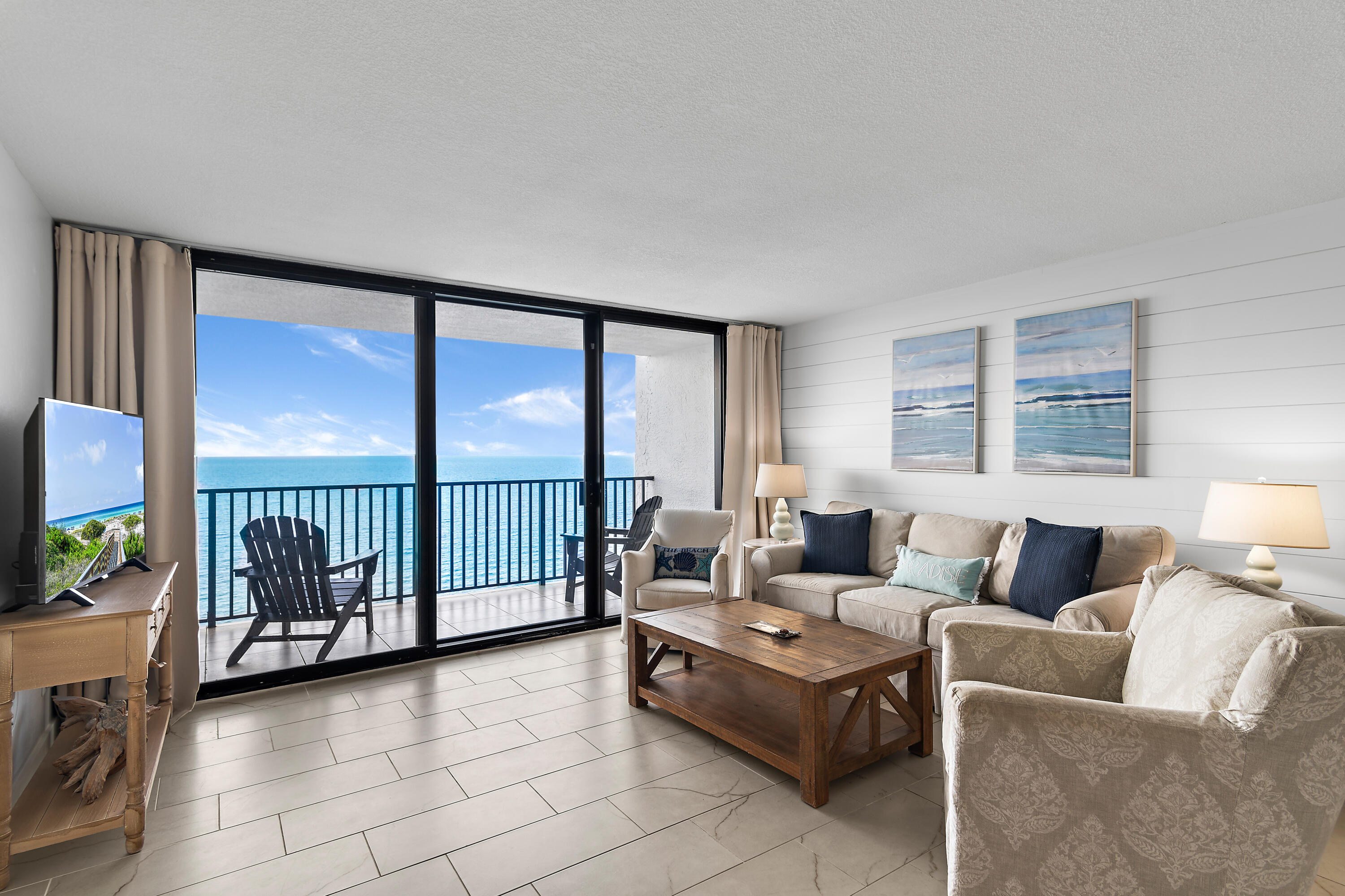 Located in the heart of Seagrove Beach, this renovated two bedroom condo offers sweeping views of the gulf and a coveted side porch rarely offered in the building. This beautiful condo is priced $26K below the most recent sale of a side-porch unit, just two weeks ago.  So you can buy in with immediate equity and enjoy this turn key condo.  It's ready for your personal enjoyment or as an investment as a short term rental. One of only two units on the 18th floor, this condo offers a rare opportunity for privacy and expansive Gulf views.  One Seagrove Place continues to offer some of the highest rental returns relative to pricepoint on the entire 30A corridor.

With renewed vision, One Seagrove Place has undergone extensive work to offer owners and guests an elevated beachfront experience. Updates include a large Gulf front fitness center, a Gulf front pool, high speed elevators, a new lobby and conference room as well as a newly paved parking lot. Coming soon - outdoor firepit, a new pool and expansive Gulf-front deck areas.

As an added bonus, One Seagrove Place has a full-time on-site maintenance crew to ensure the entire facility is in tip-top condition. Walkable to many great restaurants, this is fantastic location for anyone wanting to own a Gulf-front condo on 30A.