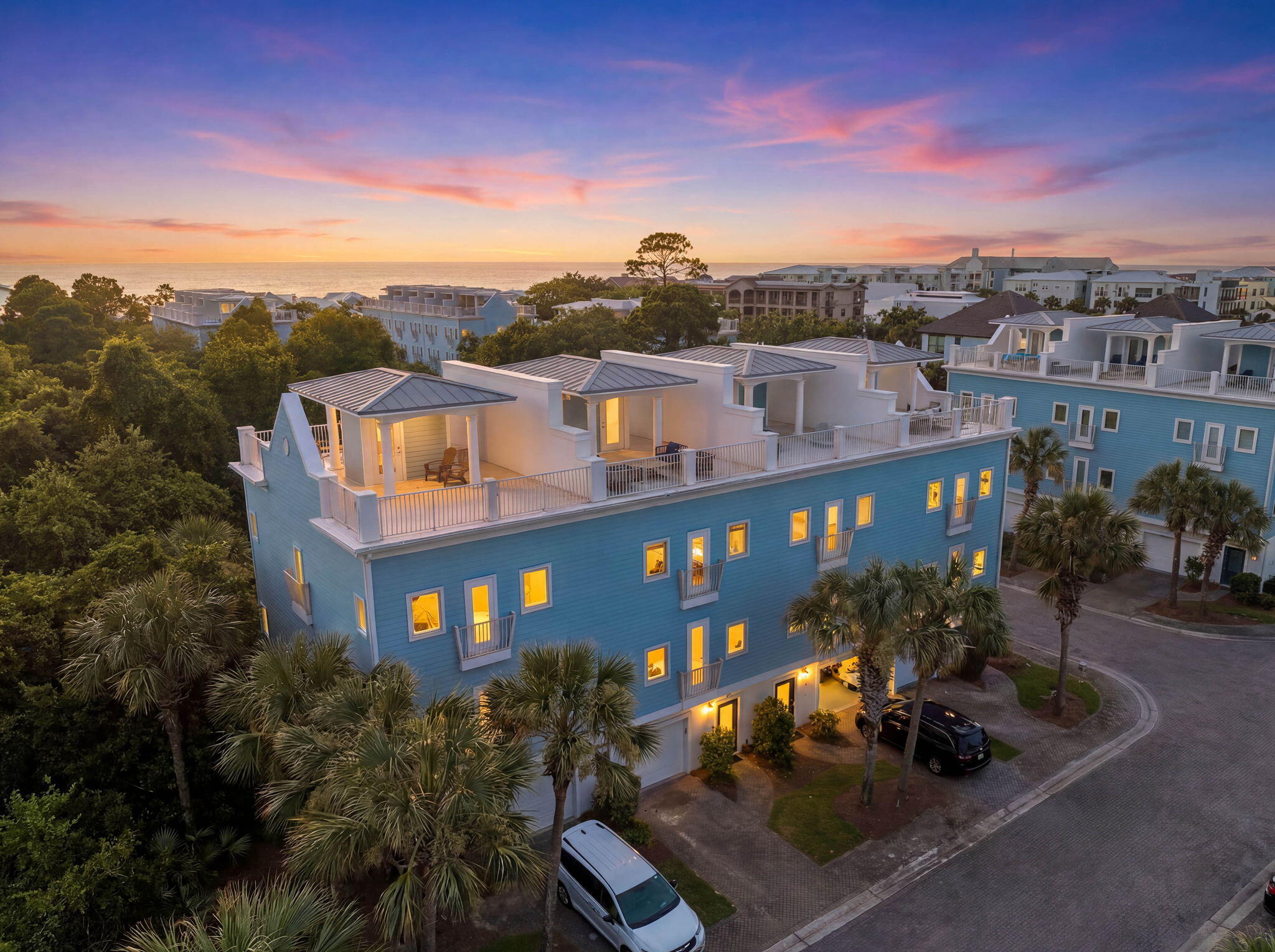 Turnkey 3-story townhome in the Coastal Dunes community -- just steps from the pool and a 5-minute walk to the beach and the shops, dining, and live music of Gulf Place. Conveniently located near both 30A and Hwy 98, this home offers easy access to the best of the Emerald Coast, from morning beach walks to evenings out along 30A.

Sold fully furnished and move-in ready, with major upgrades already completed: Two HVAC units (2024), hot water heater (2024), windows replaced (2025), partial furniture updates (2025), and a full interior/exterior repaint (2026). A 6-seater golf cart conveys with the sale, making it easy to explore the neighborhood or run down to the beach without worrying about parking.

Sleeps up to 12 across 4 bedrooms and 4 baths, including two master suites -- one on the first floor and one on the third floor with private rooftop balcony access. Two additional bedrooms each offer their own bathroom, giving every guest privacy and space. The second-floor living area is the heart of the home, with an open kitchen, dining for six, and a spacious living room built for entertaining after a day at the beach.

A fantastic opportunity for a primary residence, second home, or turnkey rental property along 30A.