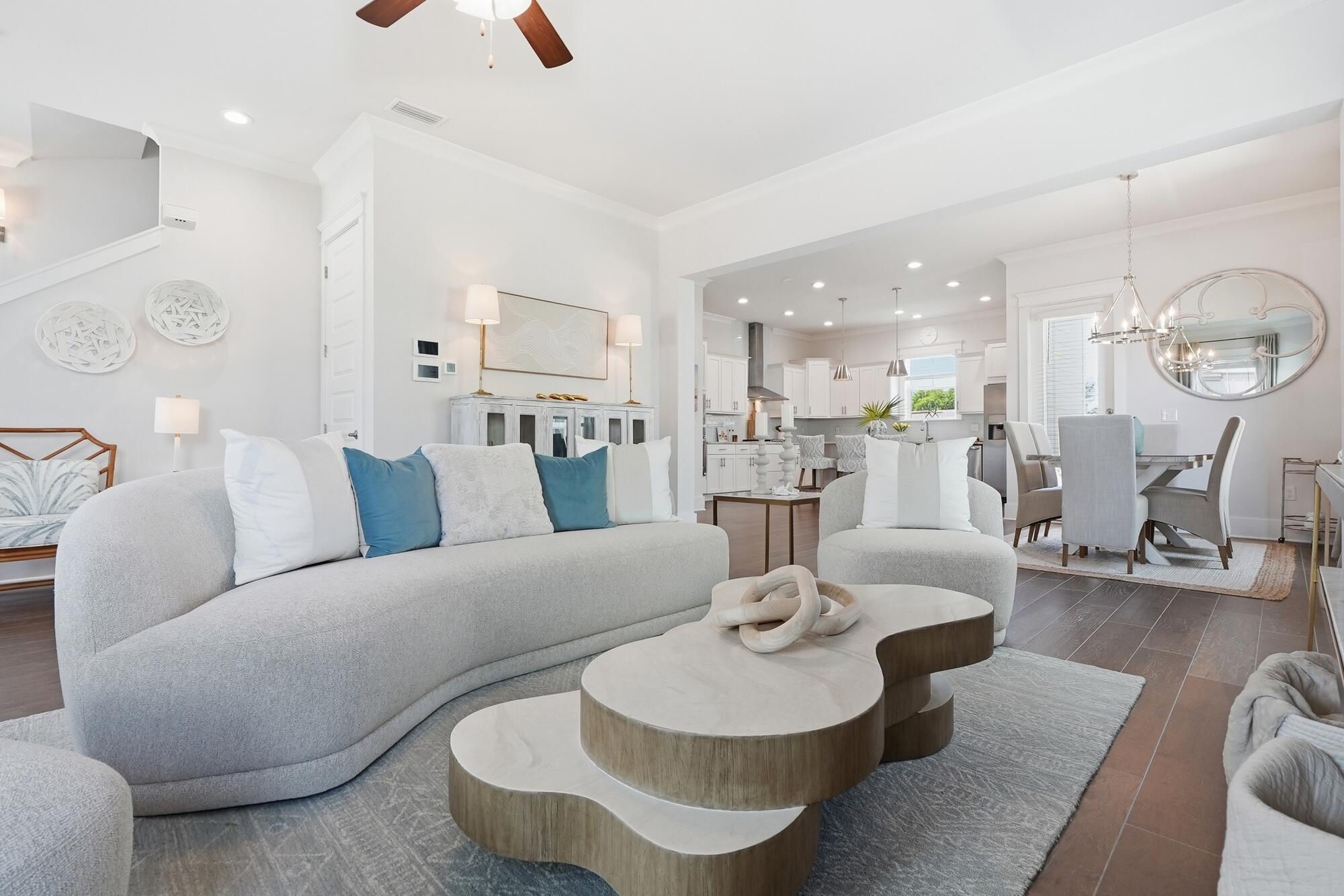 Discover this beautifully maintained single-family, never rented home in the desirable Grande Point community of Inlet Beach. Built in 2019, this inviting 3-bedroom, 2 1/2 bathroom residence offers approximately 2,000 square feet of comfortable living space on a generous lot, making it ideal for relaxed coastal living or effortless vacation rentals. The home comes fully furnished with stylish coastal décor, allowing you to move in immediately or begin generating income right away. A golf cart is also included, providing convenient and enjoyable transportation around the neighborhood and to nearby destinations.
Residents enjoy access to the community's sparkling pool, along with a private dock on scenic Lake Powell that is perfect for fishing, kayaking, or watching peaceful sunsets. Additional community amenities include nature trails and a lakeside pavilion, creating a welcoming environment for both relaxation and gatherings.
Nestled in a serene, wooded setting that borders Camp Helen State Park, the property remains just minutes from the best of the Emerald Coast. You can easily reach pristine beach accesses with their signature powdery white sand and emerald waters. The home is also conveniently close to the iconic Scenic Highway 30A, with its vibrant shops, restaurants, and events, as well as nearby 30 Avenue.