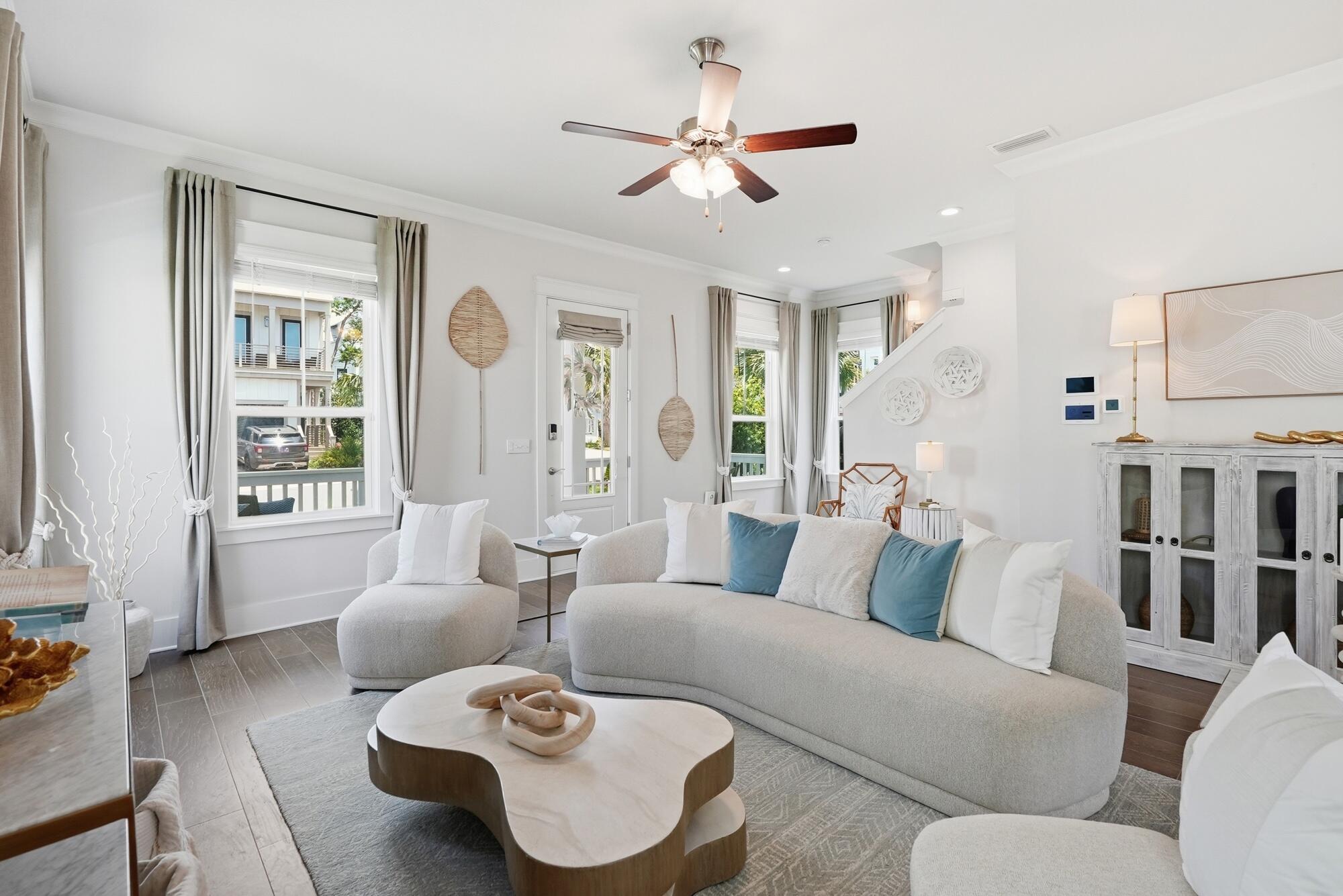 Discover this beautifully maintained single-family, never rented home in the desirable Grande Point community of Inlet Beach. Built in 2019, this inviting 3-bedroom, 2 1/2 bathroom residence offers approximately 2,000 square feet of comfortable living space on a generous lot, making it ideal for relaxed coastal living or effortless vacation rentals. The home comes fully furnished with stylish coastal décor, allowing you to move in immediately or begin generating income right away. A golf cart is also included, providing convenient and enjoyable transportation around the neighborhood and to nearby destinations.
Residents enjoy access to the community's sparkling pool, along with a private dock on scenic Lake Powell that is perfect for fishing, kayaking, or watching peaceful sunsets. Additional community amenities include nature trails and a lakeside pavilion, creating a welcoming environment for both relaxation and gatherings.
Nestled in a serene, wooded setting that borders Camp Helen State Park, the property remains just minutes from the best of the Emerald Coast. You can easily reach pristine beach accesses with their signature powdery white sand and emerald waters. The home is also conveniently close to the iconic Scenic Highway 30A, with its vibrant shops, restaurants, and events, as well as nearby 30 Avenue.