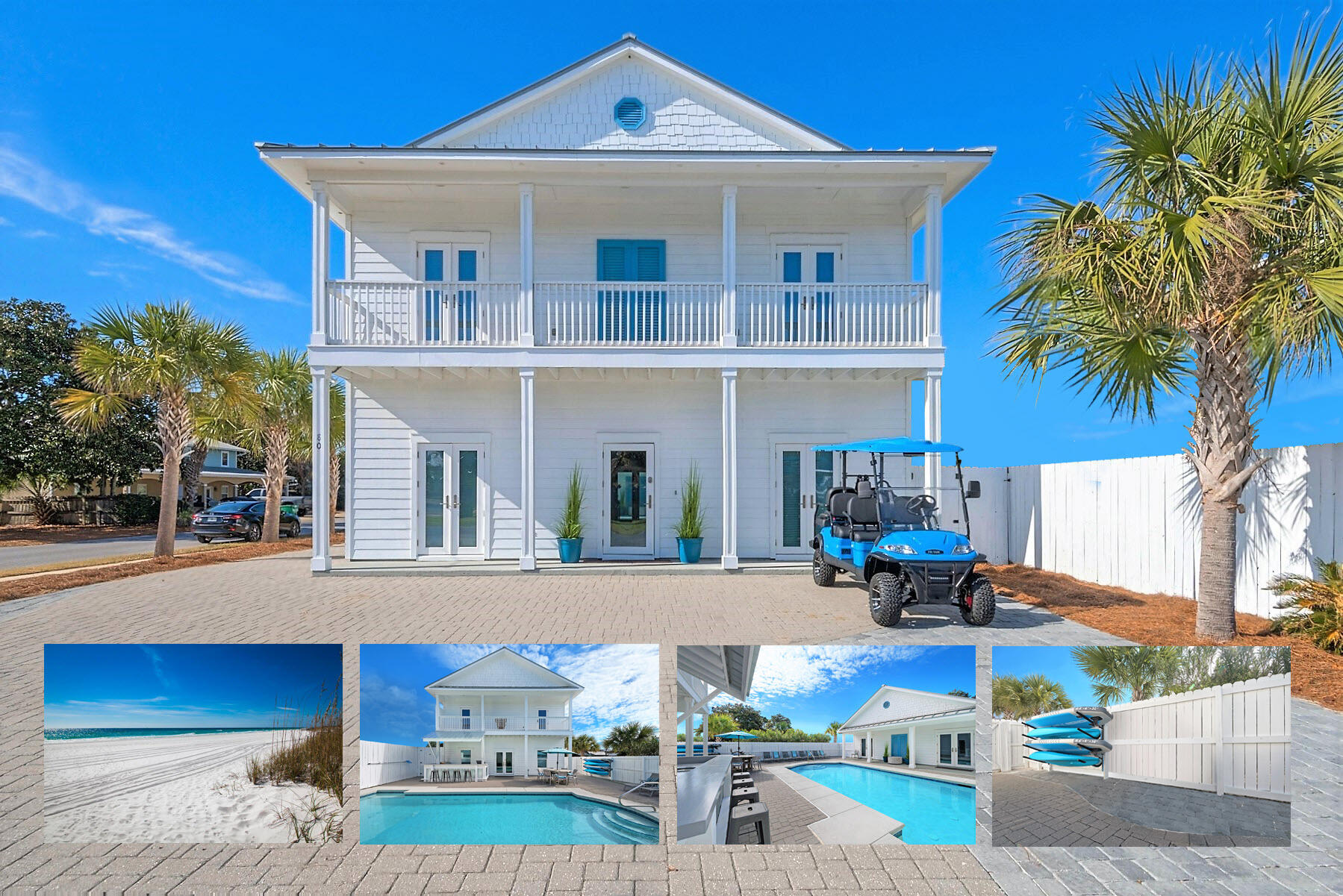 Short term rental powerhouse featuring epic ocean views, a spacious layout with 7 king suites, separate pool house with second kitchen and bunk room, private heated pool, and massive 20 person sleeping capacity to maximize revenue.

Designer furnishings, professional photography and full inventory to convey for immediate revenue generation.

Less than a 1-minute walk (under 255 steps) to pristine beach access ensures high occupancy. Includes a free six-seater golf cart and two paddleboards for added guest appeal.

Designed from the ground up to ensure easy, low cost maintenance and best possible yield.

Do an Internet search on Legacy Beach Homes of Destin, Florida to view real time calendars in order to determine availability for showings Seller is listing over $100 million worth of properties from their portfolio (35 large STRs in the Destin/Miramar/30A area with an average appraisal value of slightly over $3M each.).

The seller is only selling 10% of the portfolio. Seller will withdraw this and/or any other remaining listings once the first  $10 million (approximately)  in sales have been achieved.

Seller (Equisource Holdings dba Legacy Beach Homes) does not disclose property-level rental revenue data. Buyer to perform their own due diligence regarding income potential. However, the appraisal in the document section of this listing may include the appraiser's revenue projection. 

Seller will make all reasonable efforts to facilitate the transfer of future reservations. 

The Seller does not have to sell.  Property has been priced based on recent appraisal and reflects the seller's minimum acceptable price.

Most recent appraisal and inspections in docs section