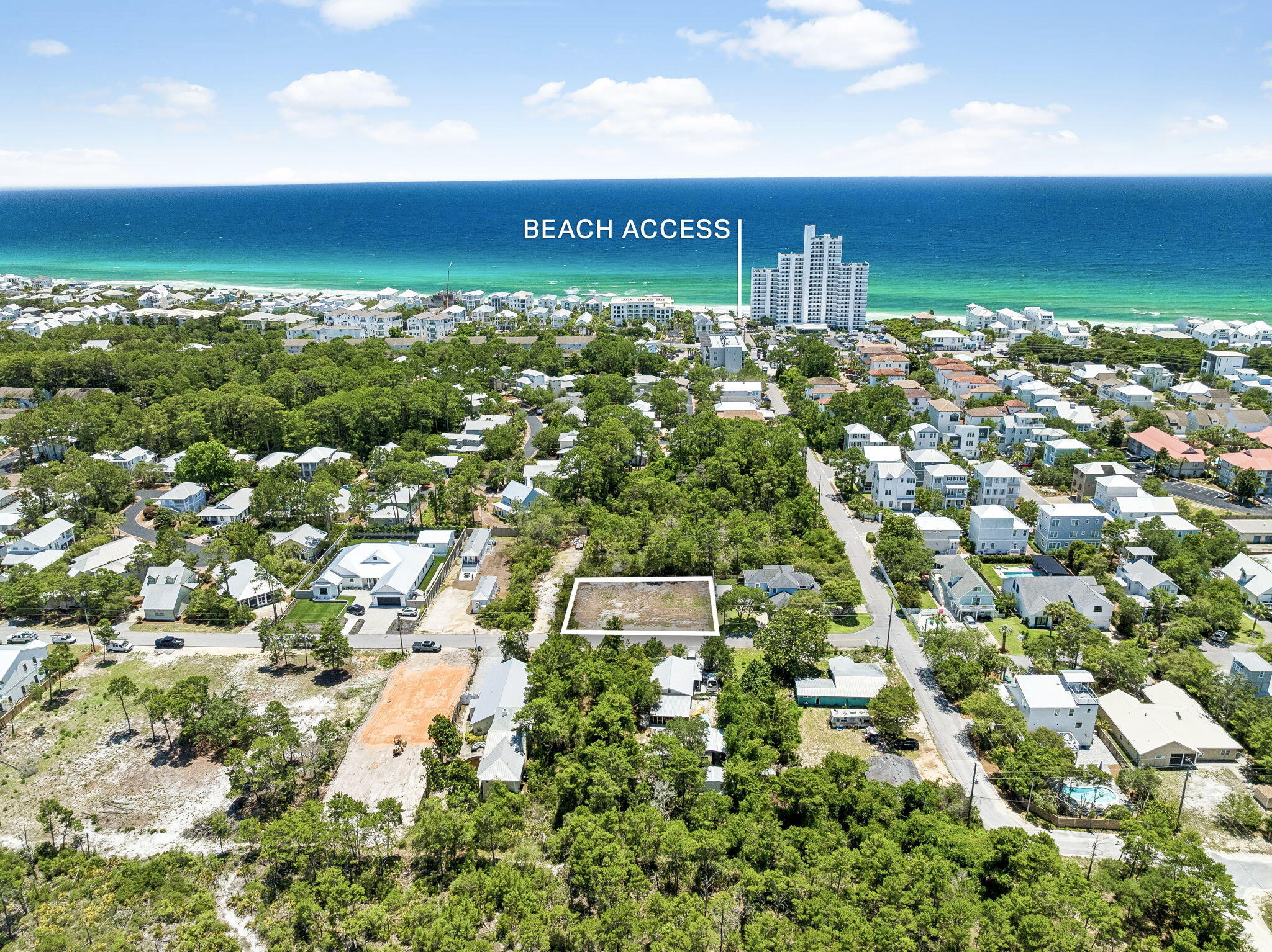 Rare opportunity to own a quarter-acre homesite in the heart of Seagrove Beach. Nestled on quiet Lee Place, a low-traffic street with no through traffic, this desirable property offers a short stroll to the sugar-white sands and emerald waters of the Gulf. Ideally located along Scenic Highway 30A, Seagrove Beach provides convenient access to the area's renowned coastal communities, boutique shopping, dining, and entertainment. Positioned approximately 30 feet above sea level and free from HOA restrictions, this exceptional homesite offers the perfect setting to design and build your dream beach retreat in one of 30A's most sought-after locations.