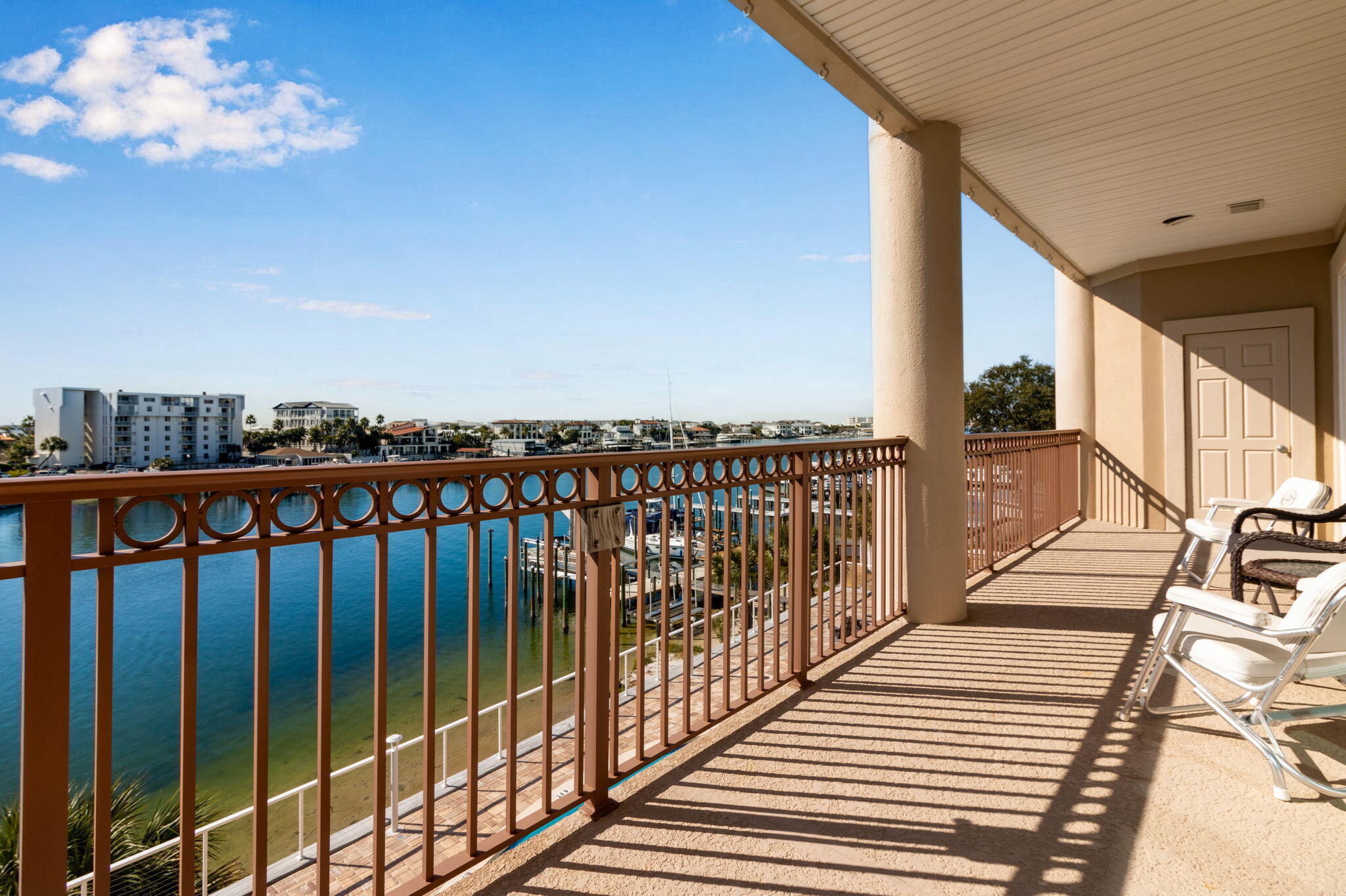 SEELLER TO PAY HOA FEES FOR ONE YEAR! Destin is called the 'World's Luckiest Fishing Village' and hosts the largest fishing tournament in the country for the entire month of October called the 'Destin Fishing Rodeo' that brings anglers from all parts of the USA to participate. Take the short walk from your unit to the dock and hop on your boat and you only are a short ride to the east pass. There you can hang a right, go past the renown 'Crab Island' sandbar where hundreds of boaters anchor up with fellow boaters for a wonderful day on the water or continue to some of the most pristine water. Or you can hang a left out of the pass to the Gulf of America and enjoy the consistently impressive catches of grouper and red snapper the gulf has to offe
restaurants on the harbor and they will "cook you catch" for a fantastic dinner on the harbor. The building has a new 50 year roof, the elevator has been upgraded to meet the new codes, the pool has received new plumbing and has been resurfaced. The pool deck has new pavers and lighting, there was a 1.4M investment made to replace the retaining wall, ramp to the docks, and new handrails. All units have hurricane impact windows and doors. There is a new fence on the west side of the property and new landscaping around the property. The electrical service has been upgraded with a new distribution panel and switch gear to meet code. The material is on site and construction on a new 6 slip boat dock is underway, one slip is assigned to each unit.  The building has a new 50 year roof, the elevator has been upgraded to meet the new codes, the pool has received new plumbing and has been resurfaced. The pool deck has new pavers and lighting, there was a 1.4M investment made to replace the retaining wall, ramp to the docks, and new handrails. All units have hurricane impact windows and doors. There is a new fence on the west side of the property and new landscaping around the property. The electrical service has been upgraded with a new distribution panel and switch gear to meet code. The material is on site and construction on a new 6 slip boat dock is underway, one slip is assigned to each unit.  Unit has a new AC unit and new high end appliances and washer and dryer.  Unit have 1 tandem and 1 single assigned parking spaces