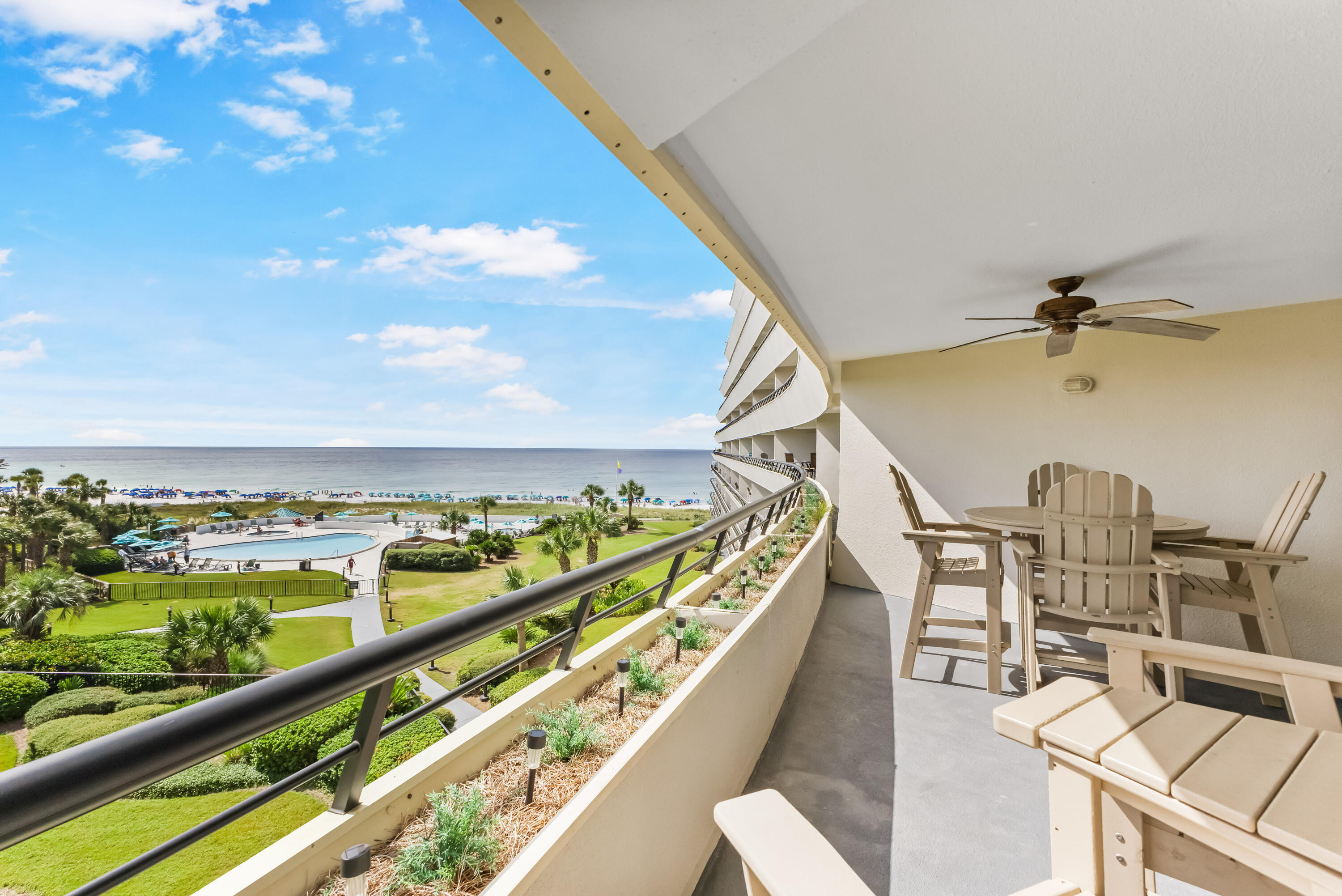**Offered BELOW Appraised Value!**This coastal gem is one of only four in Edgewater with an oversized second bedroom (only 95 sq ft less that the 3 bedroom units in complex). With 2 queen sized beds in guest and king in master there is sleeping for 8. Features include white shaker cabinets, quartz counters, tile backsplash in kitchen, wood plank look tile flooring throughout, tiled showers and baths with glass doors and stainless appliances. Edgewater is an iconic landmark in Miramar Beach with 425 feet of private beach, fitness/weight room, 2 pools, whirlpools, playground, grills and covered and open parking (2 spaces for this unit).  Convenient location within walking distance to shopping and restaurants. Show this turnkey property with confidence!