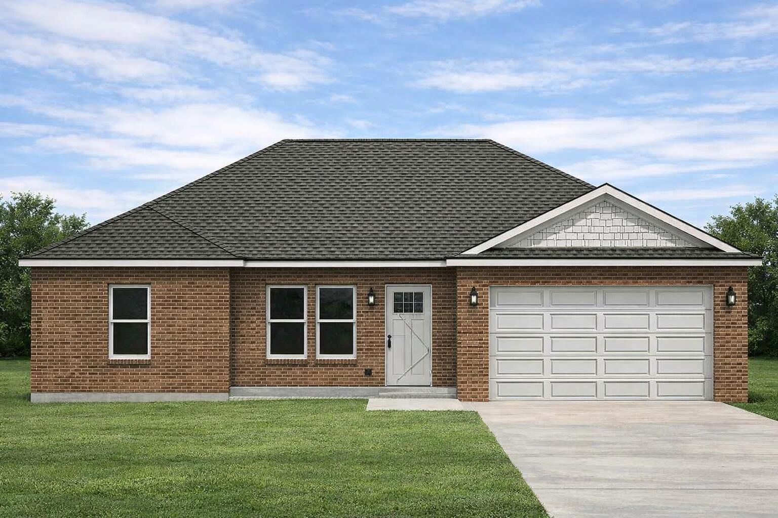 This thoughtfully designed 3-bedroom, 2-bathroom residence features a brick exterior with 2,168 under roof and 1,468 s.f. heated/cool living space.  Front and rear porches and full size 2 car garage.  The home features LVP (luxury vinyl plank) flooring throughout with tile in the bathrooms (both with tubs).  All wood, self closing, two tone cabinetry accents the open concept living and kitchen area with beautiful quartz counter tops and 93x36 island.  You'll love and enjoy the convenience of the laundry room being located accessible to the spacious private  Primary bedroom ensuite.  Two bedrooms are on the other side of the kitchen and living area with Jack and Jill bathroom.  
Ask about Builder credits and incentives that can help fund closing costs and buy downs.