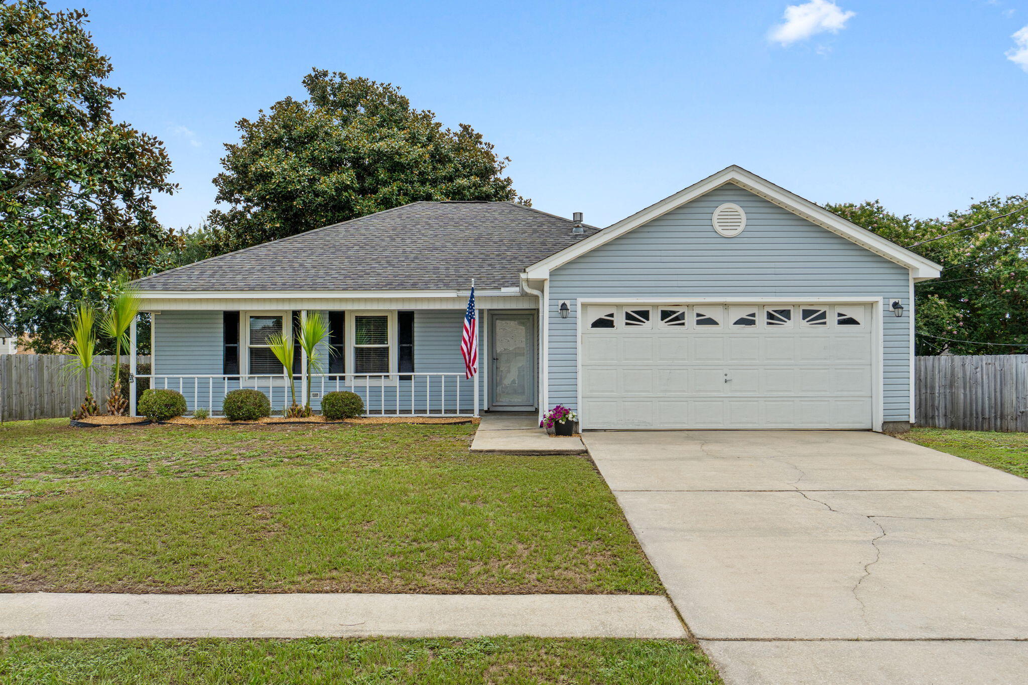 Less than 4 miles from Navarre Beach, this beautifully renovated 3 bedroom, 2 bath, move-in ready home offers the perfect combination of modern updates, convenience, and outdoor living. Ideally situated on a quiet dead-end street with a cul-de-sac and sidewalks, this home has no HOA and is just a short drive to Hurlburt Field, shopping, restaurants, and the sugar-white sands of the Emerald Coast.

Move in with confidence knowing the roof and water heater were replaced in 2018, while the home has been tastefully updated throughout with no carpet anywhere. The bright, open floor plan features durable luxury vinyl plank flooring in the living areas and bedrooms, creating a clean, modern, and low-maintenance interior.

The spacious kitchen is designed for everyday living and entertaining with granite countertops, stainless steel appliances, a white subway tile backsplash, abundant cabinetry, and a large breakfast bar overlooking the living and dining areas.

Step outside to enjoy the expansive back deck, perfect for grilling, entertaining, or relaxing beneath the shade of the beautiful mature magnolia tree. The large, fully fenced backyard provides plenty of room for pets, play, gardening, or future outdoor additions. For added peace of mind, the home also includes an active and transferable preventative termite bond.

Whether you're looking for a primary residence, second home, or investment property, this move-in ready home offers an unbeatable East Navarre location.