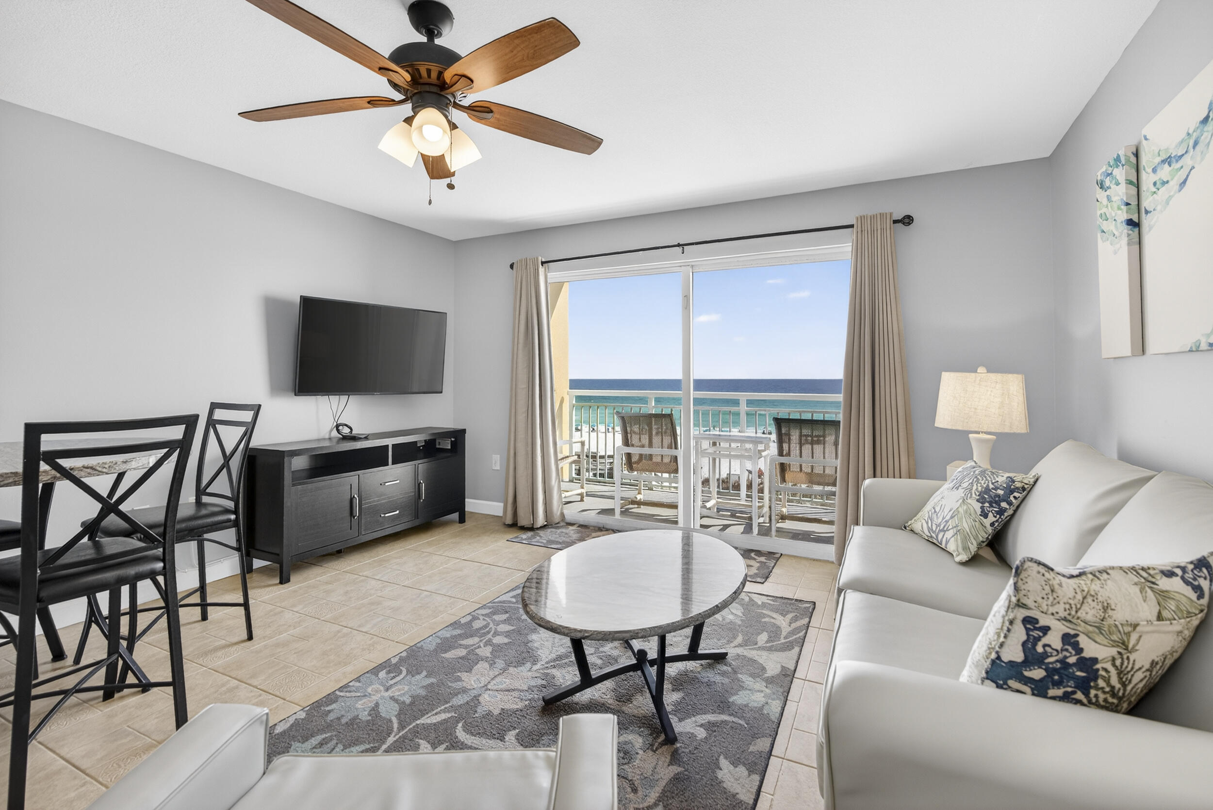 PRICED RIGHT!!! and the view says it all! Pelican Isle is one of the most sought-after Gulf-front resorts on Okaloosa Island. This beautifully 1BR/2BA unit with hallway bunks sleeps 6 comfortably.  Sold fully furnished and rental-ready with LOTS OF FUTURE RESERVATIONS.  The condo includes a 2024 water heater, 2021 HVAC, fresh paint, and a new couch. No carpet and no popcorn ceilings. Ideal as a vacation rental or a second home. Pelican Isle offers a gulf front pool (seasonally heated), hot tub, fitness room, BBQ area, and direct beach access. Convenient to the Boardwalk, dining, and local attractions.