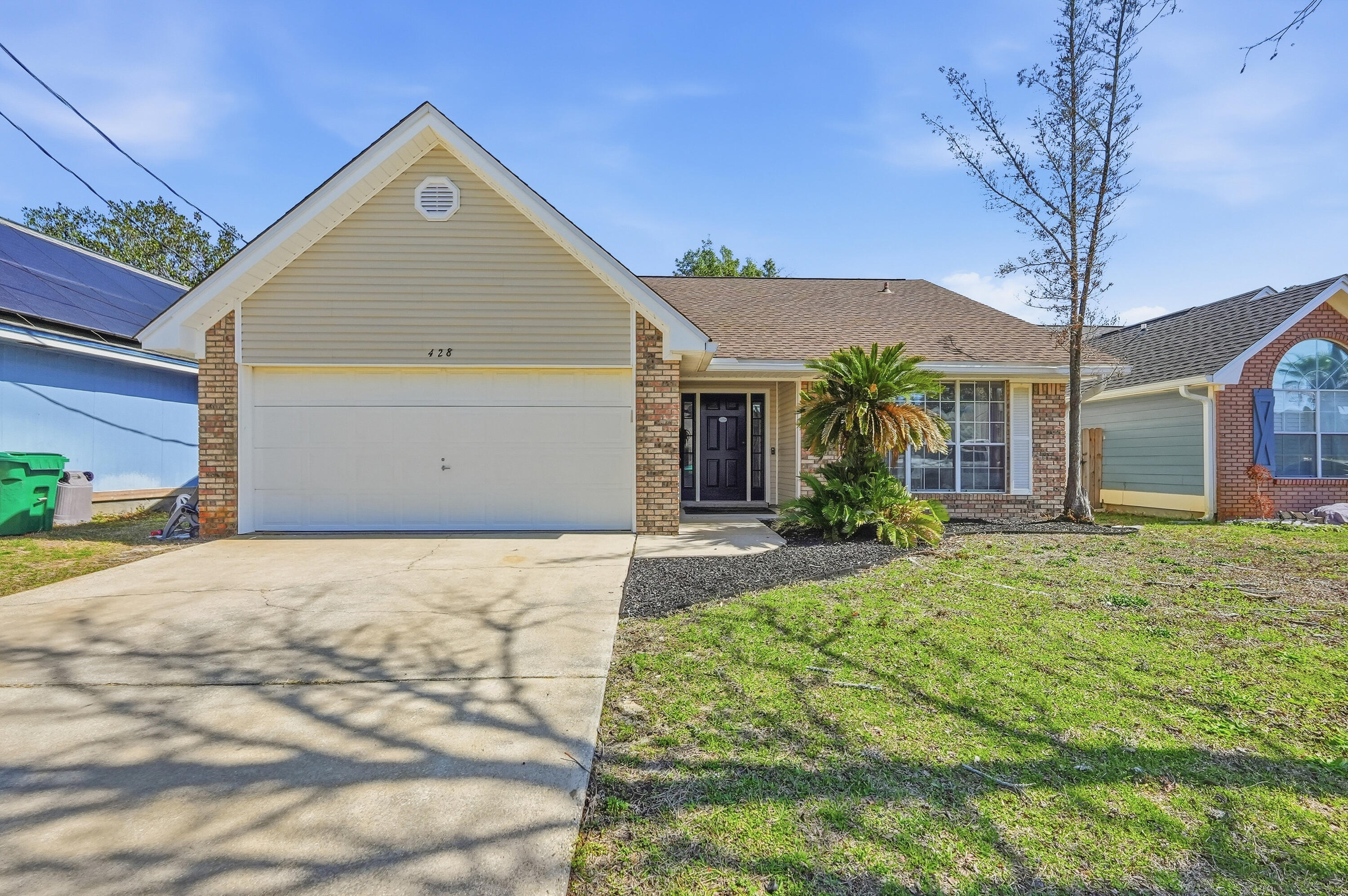 Welcome to your slice of Florida paradise in the heart of Mary Esther! This beautifully updated single-story home offers 3 bedrooms, 2 bathrooms, and a 2-car garage, all while in a prime location just minutes from the sugar-white beaches of Destin and Fort Walton Beach.
Step inside and immediately feel at home. With no carpet, you'll enjoy gorgeous tile and luxury vinyl plank flooring throughout which are stylish, durable, and easy to maintain. The previous popcorn ceilings have been removed and replaced with modern texture, complemented by recessed lighting that creates a bright, inviting atmosphere. Fresh, updated paint throughout the home gives the entire home a clean, modern look and feel.
The spacious living area is anchored... by a cozy wood-burning fireplace, perfect for gathering with friends on cooler evenings. And for movie nights or game days, you'll love the projector and massive screen, turning your living room into the ultimate entertainment hub.

The kitchen is designed for both function and fun, featuring granite countertops, stainless steel appliances (including a 2024 refrigerator), decorative backsplash, accent walls, and a convenient pull-out trash can. Whether you're hosting dinner parties or casual weekend brunch, this space makes entertaining effortless.
Retreat to the owner's suite, complete with a double vanity, stand-alone shower, and relaxing garden tub, for your own private spa-like experience at home. Ceiling fans in every bedroom and the main living areas ensure comfort year-round.

Other features provide peace of mind, including a 2024 HVAC system, 2021 roof, new thermostat, privacy-fenced yard, and gutters. The designated laundry area adds convenience, while the freshly pressure-washed exterior and driveway boost curb appeal.
Step outside to a freshly stained back deck, ideal for BBQs, morning coffee, or simply unwinding after a long day. The backyard space invites gatherings, laughter, and memory-making.
Located just minutes from beautiful Gulf Coast beaches, shopping, dining, parks, and nearby military bases, this home truly offers the perfect blend of comfort, convenience, and coastal lifestyle.

Let's not forget that his home has no HOA, and a 2.875% assumable VA loan option available for qualified Buyers!  Inquire for details.

If you've been looking for a move-in-ready home that's perfect for entertaining friends and equally perfect for simply calling your own, you've found the Place. This is HOME!

Buyer(s) are responsible for verifying ALL data and information, including lot size and room measurements, as it is deemed reliable but not guaranteed.