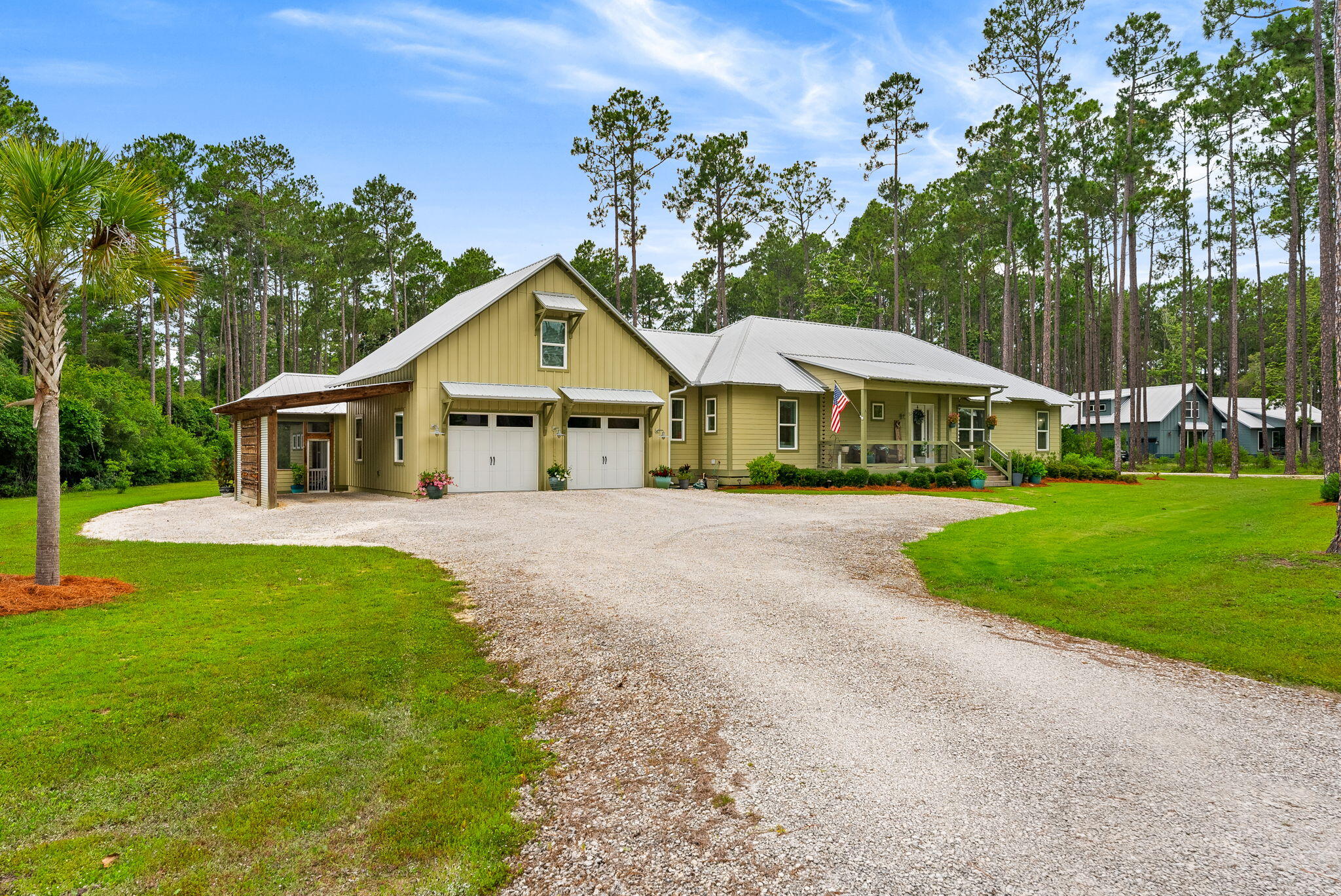 6408 River Bluff Trail offers elegant single-story living in the prominent community of RiverCamps on Crooked Creek. This home offers a spacious 3,384 square feet of heated and cooled living space. Included in this square footage is a guest house for multigenerational living, a bonus room above garage that includes a half bath. And a four Seasons room that is perfect for watching wildlife. The main living space includes 2,079 square feet. Ceramic Tile floors are found throughout main living area, kitchen, bedrooms, and bathrooms. Oversized Bullnose-Edge Quartz countertops are found in the modern kitchen. A gorgeous wood burning fireplace with 100 year old hard pine mantel sits at the focus of the living room. This property boasts 8 foot entry and closet doors in the main living space. And features 10 foot ceilings throughout with cathedral ceiling in living room and kitchen. It also offers oversized two car garage with 10 foot ceilings and 8 foot entry doors. As well as 220 power in garage. The master bathroom features a claw foot tub, and curb less walk in shower. A new HVAC was installed in main house in December 2025. The Four Seasons Room is adorned with full wall windows that are perfect for watching the neighborhood wildlife. It also features LVP flooring, and a Mini Split HVAC system.This property truly provides a rare opportunity with the inclusion of the multigenerational living guest house. The guest house which was built in 2022 features a master bedroom, and master bathroom with a curb less walk in shower. It also includes a living area and kitchen. Other key features include a dedicated car port, and screened in porch. This homesite offers usable outdoor space that includes a fire pit, and an outdoor shower. RiverCamps on Crooked Creek is a Certified Nature Preserve Community. Community amenities include gated access, a future river house, community pool, boardwalks and trails, kayak and paddle boards, as well as community boat ramp, and boat storage for residents. The property is within walking distance to additional boat dock on crooked creek. The current HOA fee is $830.59 per quarter. All information is deemed reliable, but not guaranteed. Buyer to verify if important.