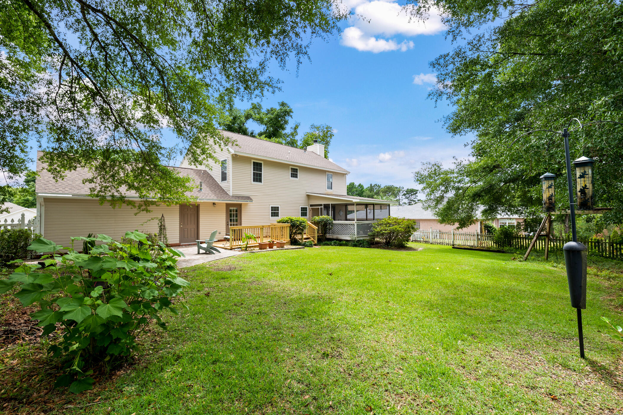 NOW OFFERING A 1-YEAR HOME WARRANTY WITH AN ACCEPTABLE OFFER. Move-in ready and packed with updates, this South Crestview gem offers 4 bedrooms + office, 2.5 baths, and the perfect blend of indoor and outdoor living.
Step inside to beautiful hardwood floors, a spacious living room with a cozy wood-burning fireplace, and a fully renovated kitchen that seamlessly connects to both casual and formal dining spaces. Upstairs, the oversized primary suite provides a private retreat, while three additional bedrooms offer plenty of room for family and guests.
Outside is where this home truly shines. The large, fully fenced backyard, partial lake views, and brand-new deck create the perfect setting for entertaining, grilling, or simply relaxing after a long day. An irrigation system helps keep the yard looking its best year-round.
Located in one of South Crestview's most convenient areas, you'll enjoy an easy commute to Eglin AFB, Hurlburt Field, shopping, dining, and the Emerald Coast's world-famous beaches.
Recent improvements include a new roof (2021), windows (2015), interior paint (2026), electrical panel (2026), and a newly rebuilt deck (2026), making this home as practical as it is beautiful.