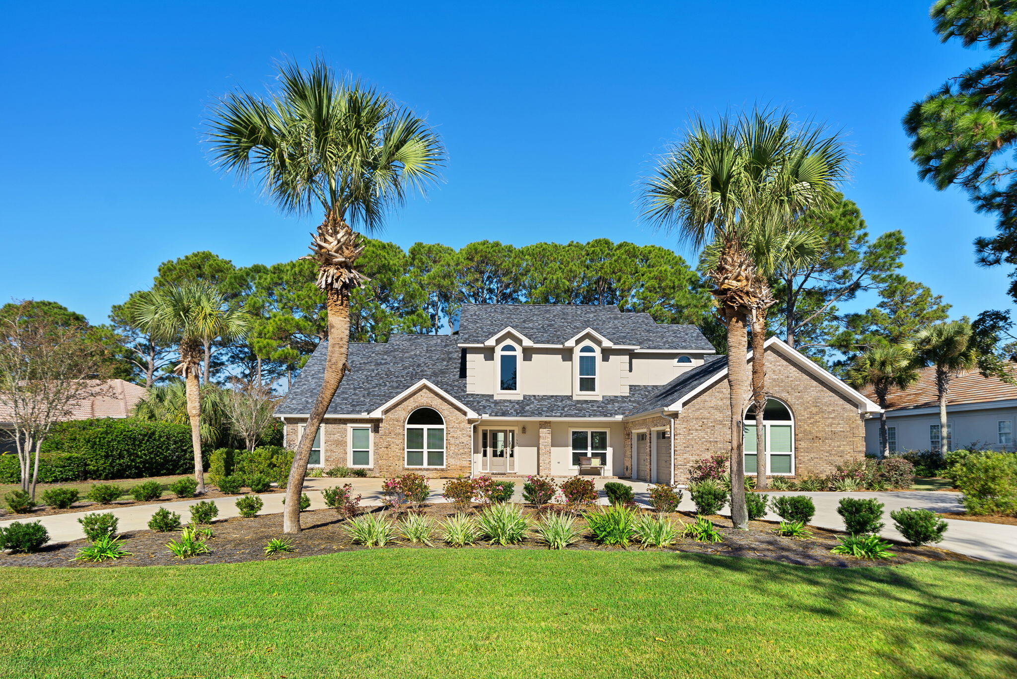 Welcome to 1155 Troon Drive N., a beautiful home nestled in the heart of Sandestin Golf and Beach Resort located in Miramar Beach, FL. This exquisite 3,826 square foot residence offers a blend of elegance and comfort, with backyard views of the Raven golf course.
2025 improvements included a new roof, all new impact windows and glass doors, 2 new hot water heaters, fresh paint throughout the entire interior, and resurfaced ceilings throughout. This home features four bedrooms & four and a half bathrooms, oversized living room, and an enormous family room providing ample space for family and guests. The large main floor primary suite features a sitting area and dual walk-in closets, ensuring plenty of storage. The kitchen has steel appliances, granite countertops, and stone tile backsplash. Enjoy meals in the formal dining room or breakfast room or relax and read a book in the sitting room. Step outside to your private backyard oasis, complete with a private pool, patio, and fenced-in yard. The property also features an oversized attached two garage with additional space to park 3 golf carts. A new circular driveway added in 2024 allows for six additional cars. Don't miss the opportunity to make this exceptional property you next home. Sandestin Golf and Beach Resort offers world-class amenities that include, pristine beach frontage, championship golf courses, tennis courts, a marina, with dining, shopping, entertainment at the Village of Baytowne Warf, and Grand Boulevard. The entire 2400-acre resort is connected by miles of pedestrian, bike, and golf cart paths.