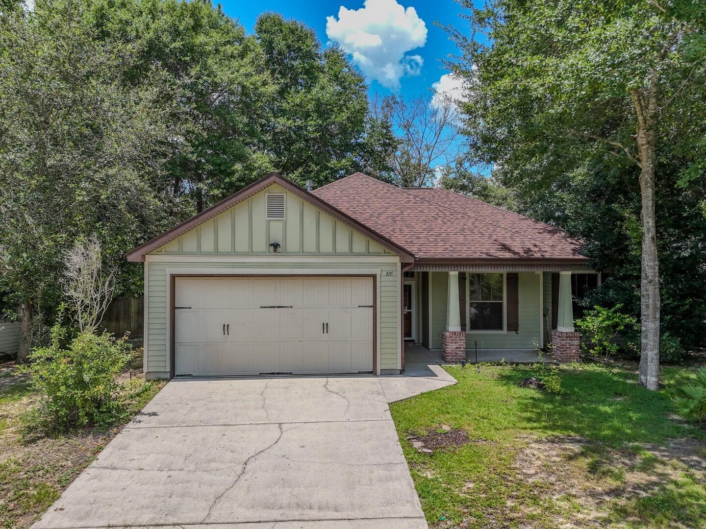 Located on the South side of I-10, this cute cul-de-sac home is just off PJ Adams Parkway.  It features an open concept living/dining/kitchen area with a breakfast bar.  Just off the living room, double french doors lead you out to the Florida room which is perfect for enjoying your morning coffee, or a quiet evening.  The spacious master bedroom has a walk in closet and an ensuite bathroom complete with a soaker tub.  The ample backyard features an out building and room for gardening, as well as a privacy fence.  Make your appointment today.