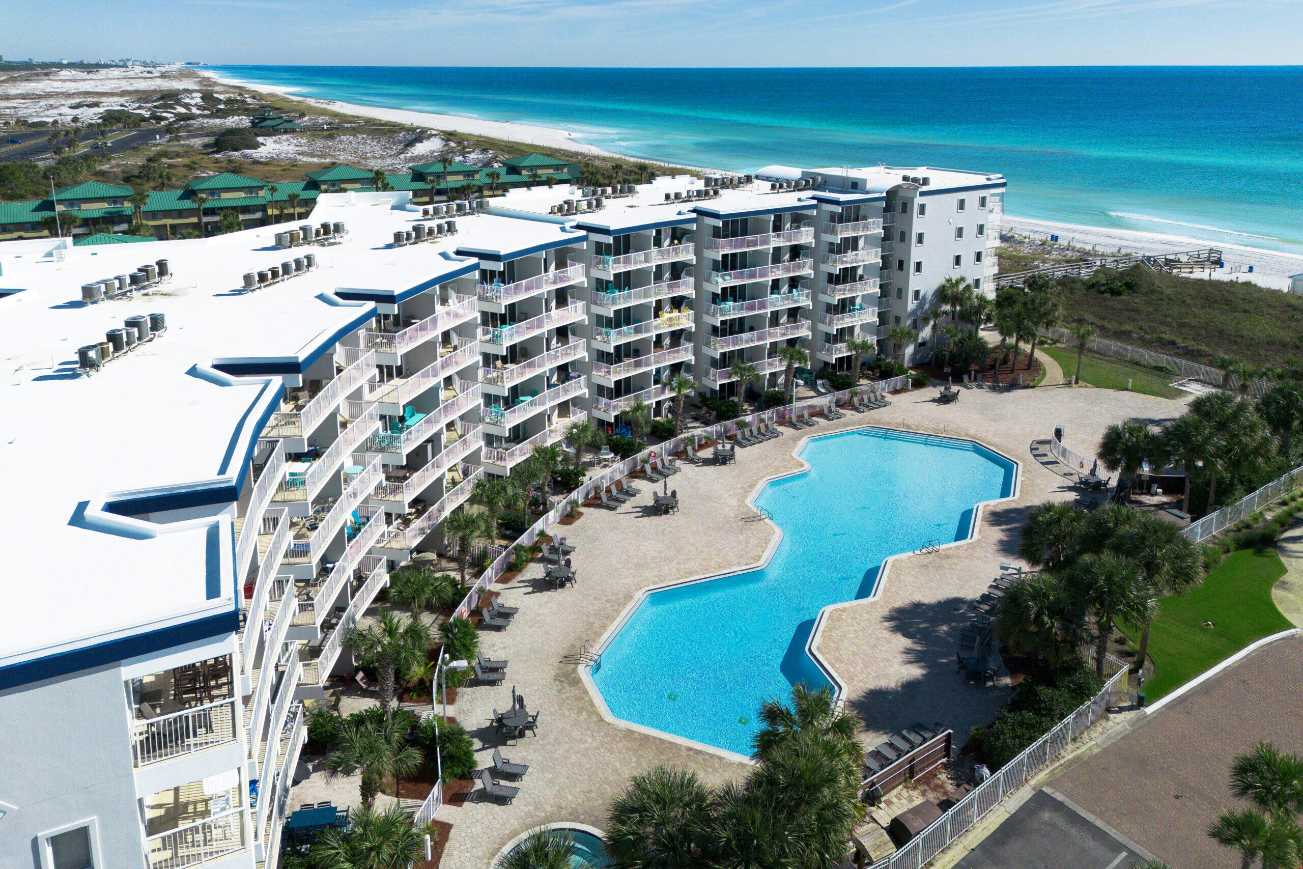 VA APPROVED! Lowest priced unit on Okaloosa Island offering access to BOTH Gulf and Bay amenities at Destin West Beach and Bay Resort! This unique 4th floor beachside studio villa offers both Gulf and Bay views, is just steps from the sugar white sand beaches, comes fully furnished, and already has future rental bookings in place for immediate income potential. Projected gross rental income is approximately $30,000 annually, with estimated NOI around $11,592 annually (~4.29% cap rate), and potential upside to approximately $16,992 annually (~6.3% cap rate) through self management or optimized rental performance.
Located on the beachside of the resort, this well maintained condo has been recently repainted and is truly turn key, ideal as a vacation getaway, second home, or income producing investment property.
Destin West is one of the Emerald Coast's most sought after resort communities, offering owners and guests access to multiple pools, a lazy river, hot tubs, fitness center, and private beach access. The resort's signature sky bridge conveniently connects the gulf side and bay side amenities, giving you the best of both worlds without ever crossing traffic. Destin West offers an onsite Marina with 25 slips available for rental.
Strong HOA. Fully furnished. Prime beachside location. Gulf and bay views. Resort style amenities. Immediate rental income potential.
This is a rare opportunity to own one of the best values currently available on Okaloosa Island.