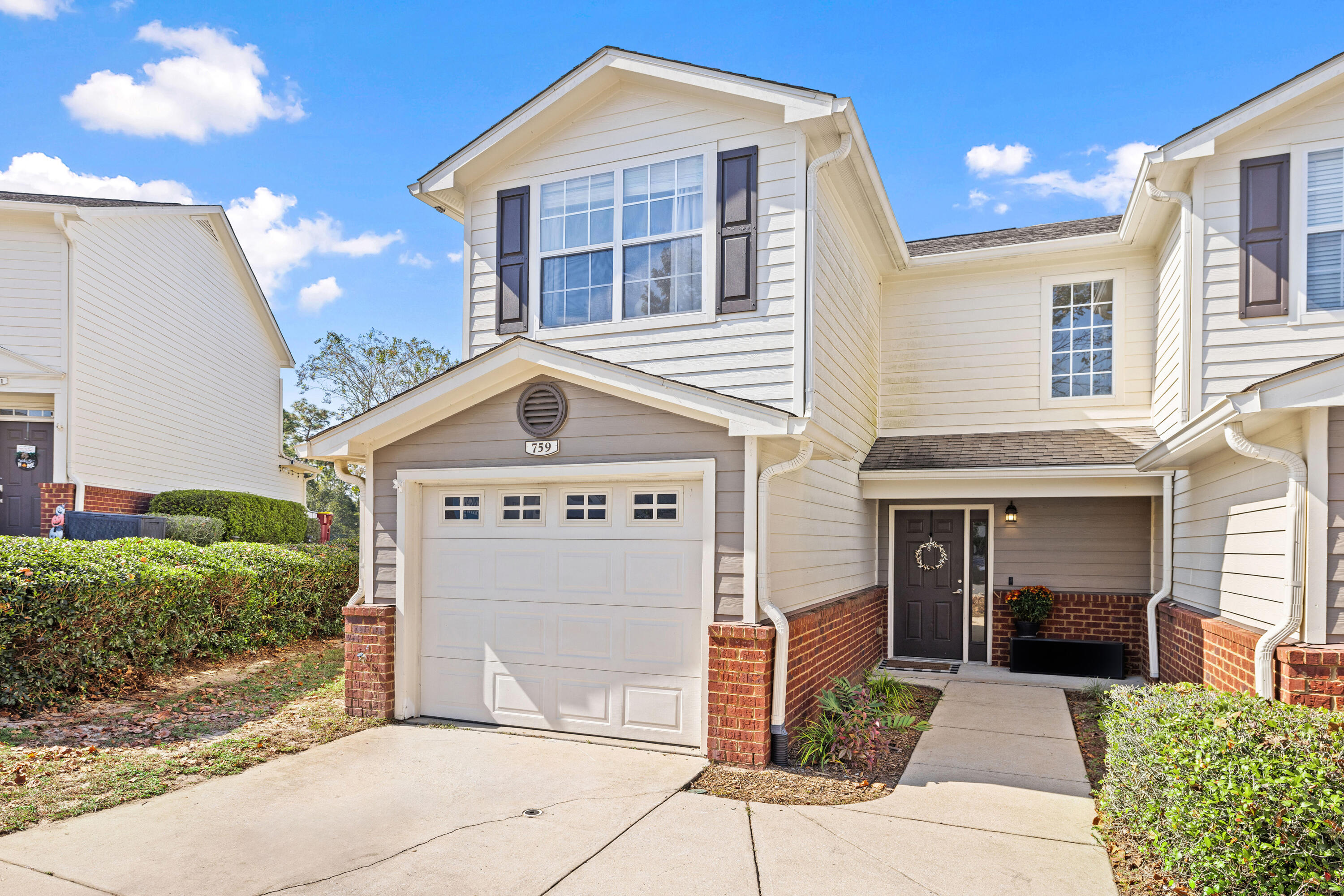 THIS END UNIT TOWNHOME BACKS UP TO THE PEACEFUL PRESERVATION AREA!  NEW ROOF! AC 2020! This property has 3 bedrooms and 2.5 bathrooms with a single car garage. Plus, a backyard oasis was just recently added just in time for Summer! 

The entry features tile flooring and wood look tile directly into the living room centered around a warm fireplace feature.  The open living to dining concept is great for entertaining. And, there is a half bathroom downstairs for guest use. The kitchen maintains stainless steel appliances with views of the living area, dining, and back patio. In addition, the laundry is on the main level, as well as, extra storage space under the stairs.  The upstairs includes 3 bedrooms and 2 full bathrooms, carpeted with tile in the wet areas. All window treatments will remain in the home. The Primary bedroom has a private bathroom and spacious walk-in closet. 

Eagles Landing is located South of I-10 with easy access to both Anitoch and PJ Adams. The complex maintains a community pool and clubhouse, playground, sidewalks, and an RV + Boat parking area (see management for details).