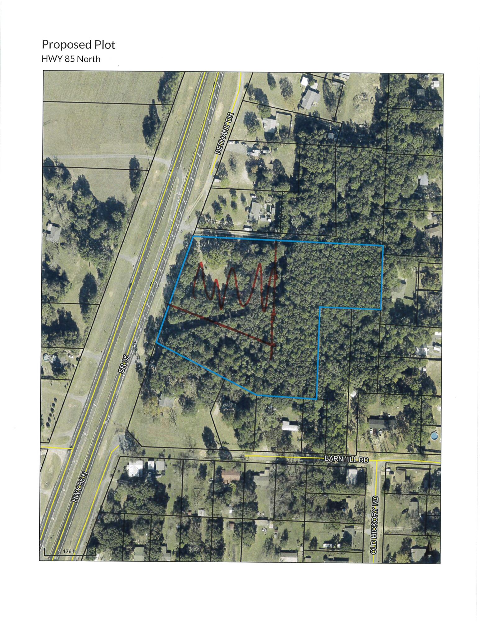 Leval piece of land on HWY 85. Great for a small subdivision of 15 to 20 lots. This property would also be great to build your dream home on. There are an abundance of mature trees for shade and to provide the picturesque Southern property. This property will be split off the larger piece of land and is subject to county approval and recording