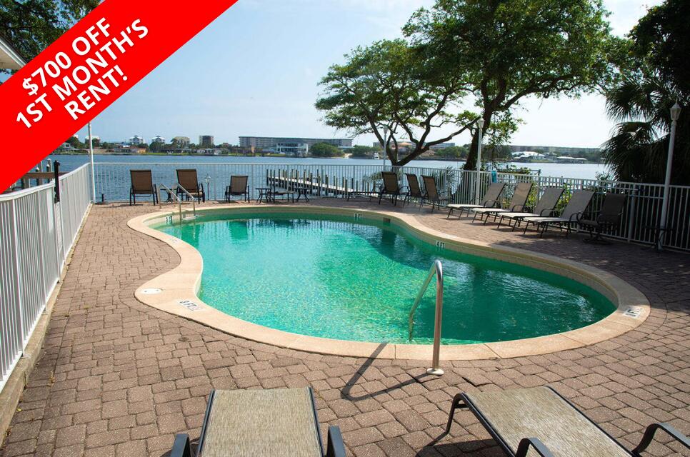 Enjoy beautiful waterfront living with stunning views of the Sound. This second-floor end unit offers added privacy and natural light. The kitchen features granite countertops and stainless steel appliances. Residents have access to a community pool, and Fort Walton Beach Landing Park is conveniently located next door.
Water, sewer, garbage service, pest control, and grounds maintenance are all included. Pets are not allowed in accordance with HOA regulations. All Coastal Realty Services residents are enrolled in the Resident Benefits Package (RBP) which includes renters insurance, HVAC air filter delivery (for applicable properties) and our best-in-class resident rewards program, and much more! More details upon application.