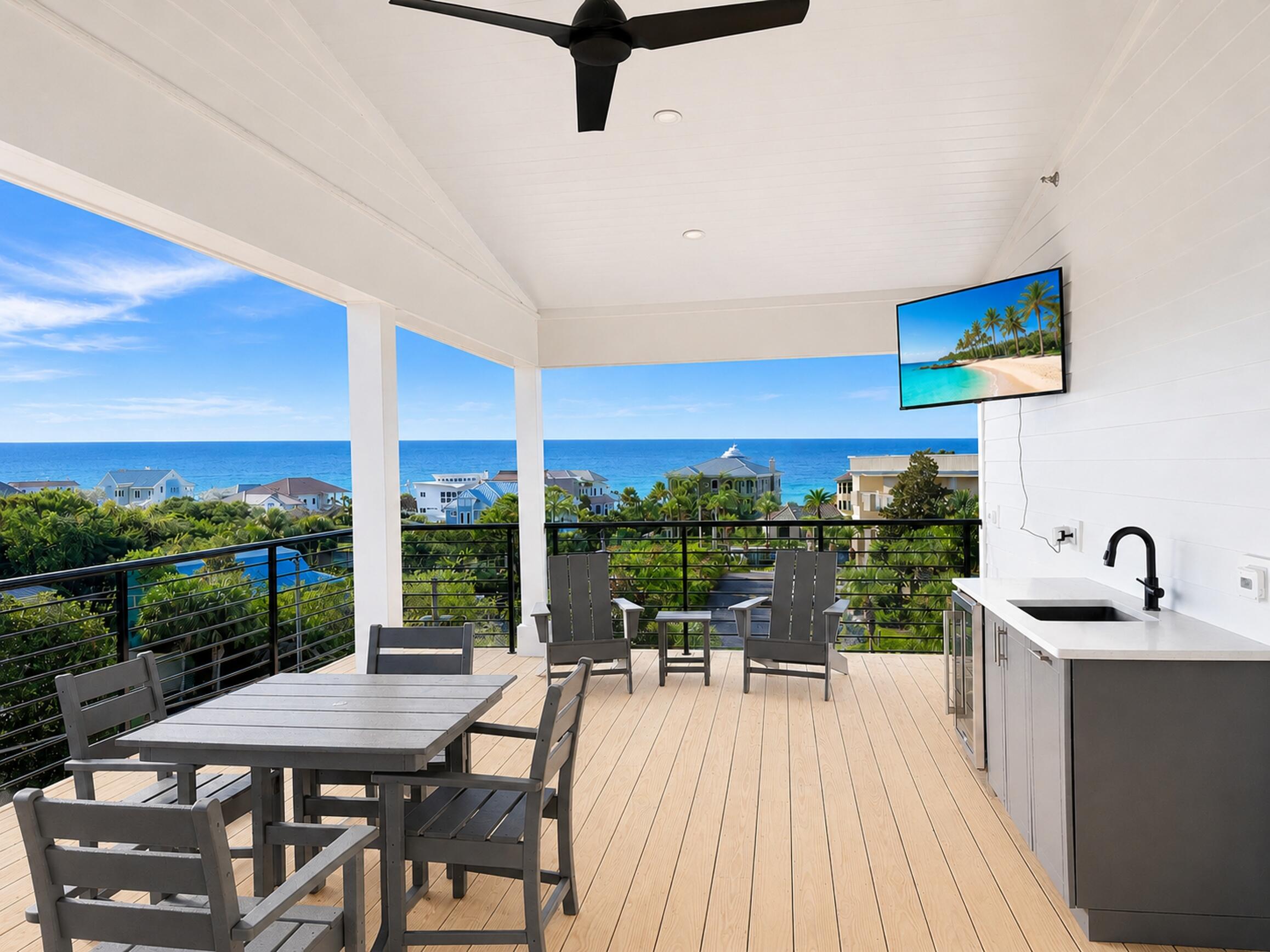 ** $174,000 booked for 2026 so far. ** Brand-new and just finished, this four-story beach retreat sits south of Scenic Highway 30A on Mary Street, less than a 5-minute walk to the white sand beaches and emerald green waters of Blue Mountain Beach, Fla. Designed as a true rental powerhouse with projections around $235,000, this 5BR/5BA+2 half bath home is built for fun, comfort, and income. The first level lives like a poolside cabana, with a mini kitchen, half bath, and a full wall of sliders that open straight out to the private pool and sun deck--perfect for entertaining. Upstairs, the main living floor offers a large open kitchen, dining, and living area with Thermador appliances, a gas range, a sweeping island, and a walk-in pantry, ideal for big groups to gather. The whole second floor is dedicated to this open