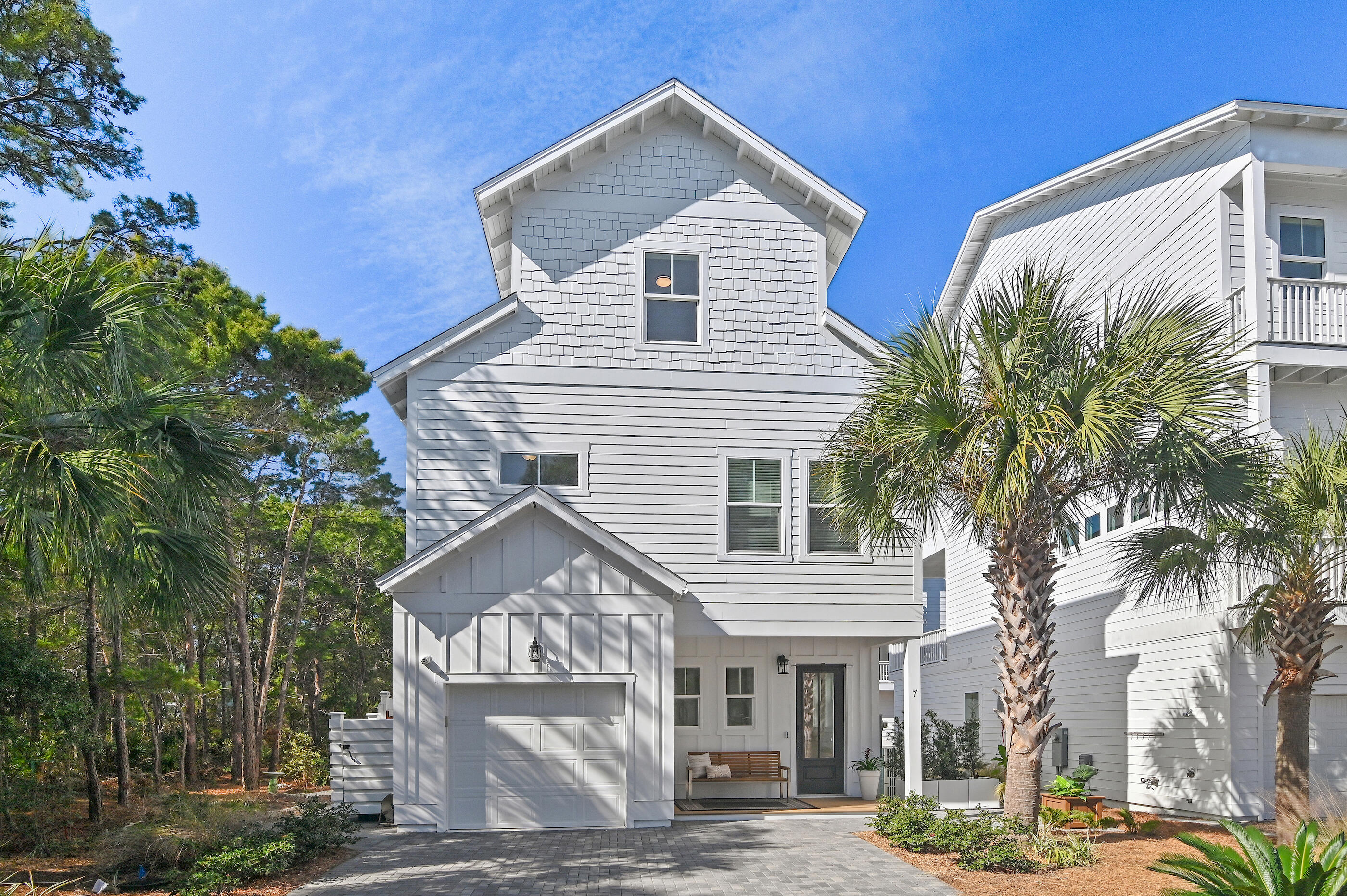 This pristine 3+ bedroom, 3.5 bath home is ideally situated for use as a vacation property, private residence, or investment. Located in a community with no rental restrictions and a fantastic community pool with bathrooms and showers, the home offers flexibility and lifestyle amenities that are hard to match. 
Enjoy a prime location walkable to Rosemary Beach, Alys Beach, and the shops along 30A. The South Walton Inlet Beach Access on the Gulf is just a 10-minute walk away and features convenient shower and bathroom facilities.
Inside, the second floor features three bedrooms, including the spacious primary suite. At the same time, the expansive third-floor flex space (30' x 14') offers options for an additional bedroom, bunk room, or media space--perfect for guests or family gatherings. Refined one-owner home with extensive upgrades and a warm coastal aesthetic. The main level features an electric linear fireplace with natural limestone surround, impact-rated windows and doors, 10-ft ceilings, tongue-and-groove accents, and an upgraded kitchen with added cabinetry, pull-outs, a lazy Susan, and a window above the sink. A standout feature is the 200-sq.ft. covered back porch with Trex flooring, ceiling fans, Sunbrella shade curtains, outdoor speakers, fenced yard, redwood gate, outdoor shower area, and natural-gas grill hookup. 



The 2nd floor offers 9-ft ceilings, enhanced stairway details, and an improved primary suite with quartz countertops. The 3rd floor includes hardwood flooring, a full bath, an owner's closet, a flex space, and a balcony with expansive views.



Additional upgrades include spray foam insulation, a 2025 Mitsubishi zoned HVAC system, LED lighting, a Sonos speaker system, a security system, surge protection, new vent caps, and fresh interior and exterior paint.
