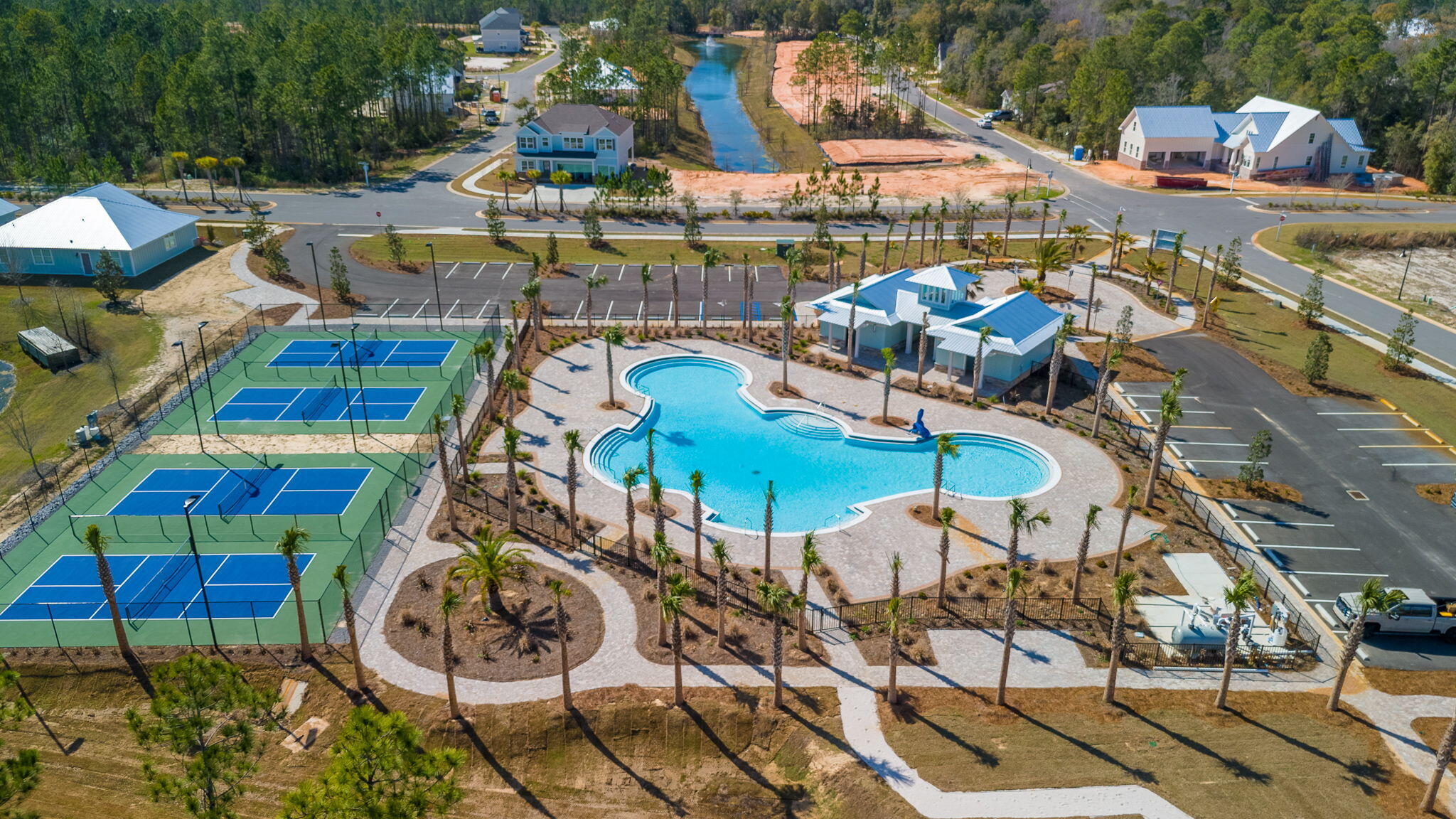 This lot is perfectly situated on a quiet creek in Bear Creek, a scenic community designed for lifestyle and leisure. Residents enjoy pickleball, tennis, and basketball courts, a fitness center, playground, and 2 pools, one is a huge resort style, nicknamed the 'Ocean'. With no short-term rentals allowed, Bear Creek ensures all amenities are exclusively for residents. Enjoy its close-knit neighborhood charm, giving residents a true sense of home.  This is one of the largest lots in Phase III.  Owner also owns Lot 5 and 30 in Phase III and will sell all together at a discount.  Plans are available for a single story 3 bedroom 3 bath 1 car garage home.