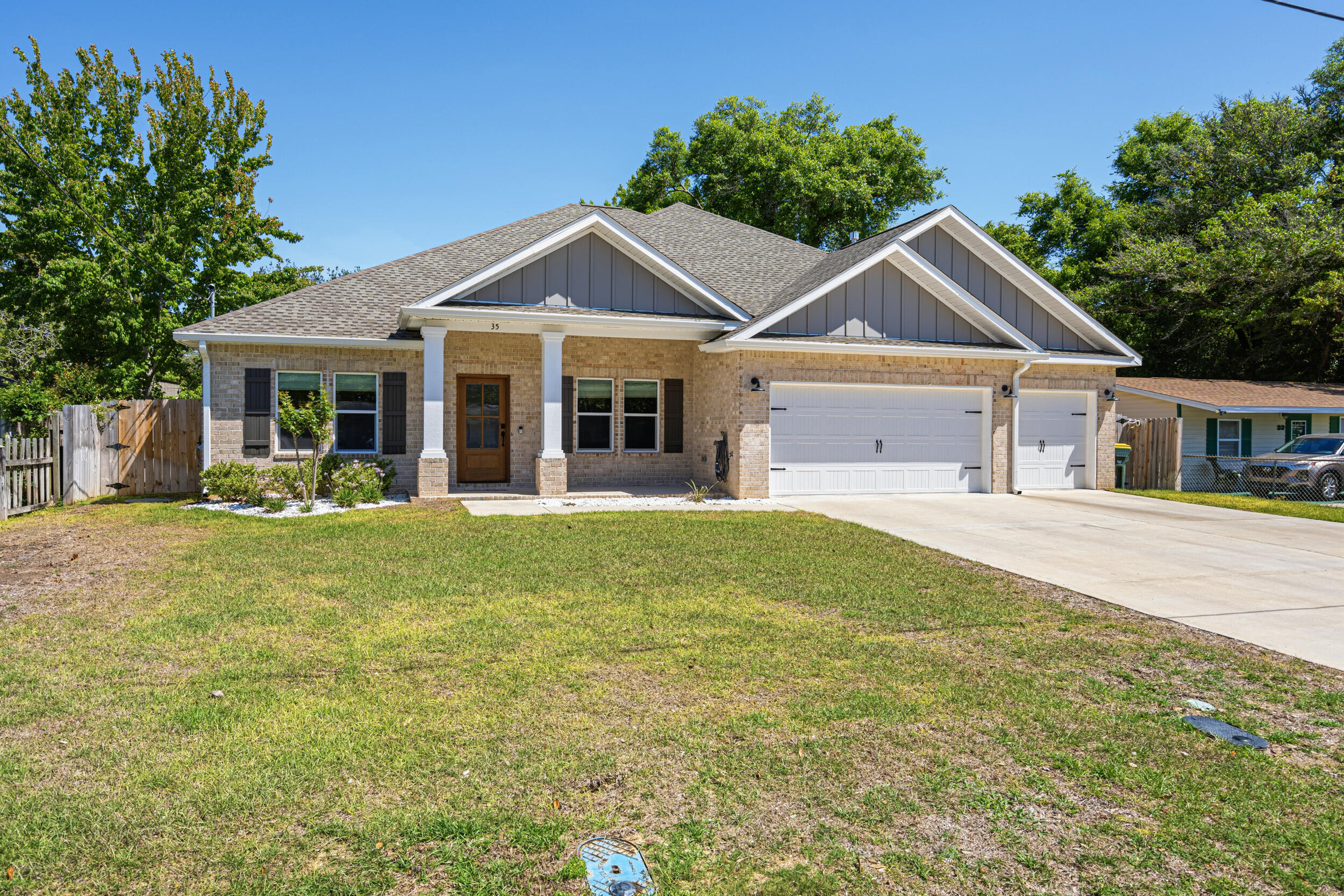 This spacious 5-bedroom, 3-bathroom home features a 3-car garage and a thoughtfully designed open, split floor plan for maximum privacy and flow. High-end finishes such as luxury vinyl plank flooring, a gourmet kitchen with quartz countertops, a gas stove, tile backsplash, soft-close cabinets, and a walk-in pantry elevate the living experience. With easy access to everything Fort Walton Beach offers including beaches less than 2 miles away, Eglin AFB and Hurlburt Field less than 5 miles, as well as shopping, dining, schools, and recreation this home ensures that luxury living and convenience go hand-in-hand.

Tons of extras including washer/dryer, closet design in both primary closets, additional water meter just for lawn. It is a must see schedule your showing today!
