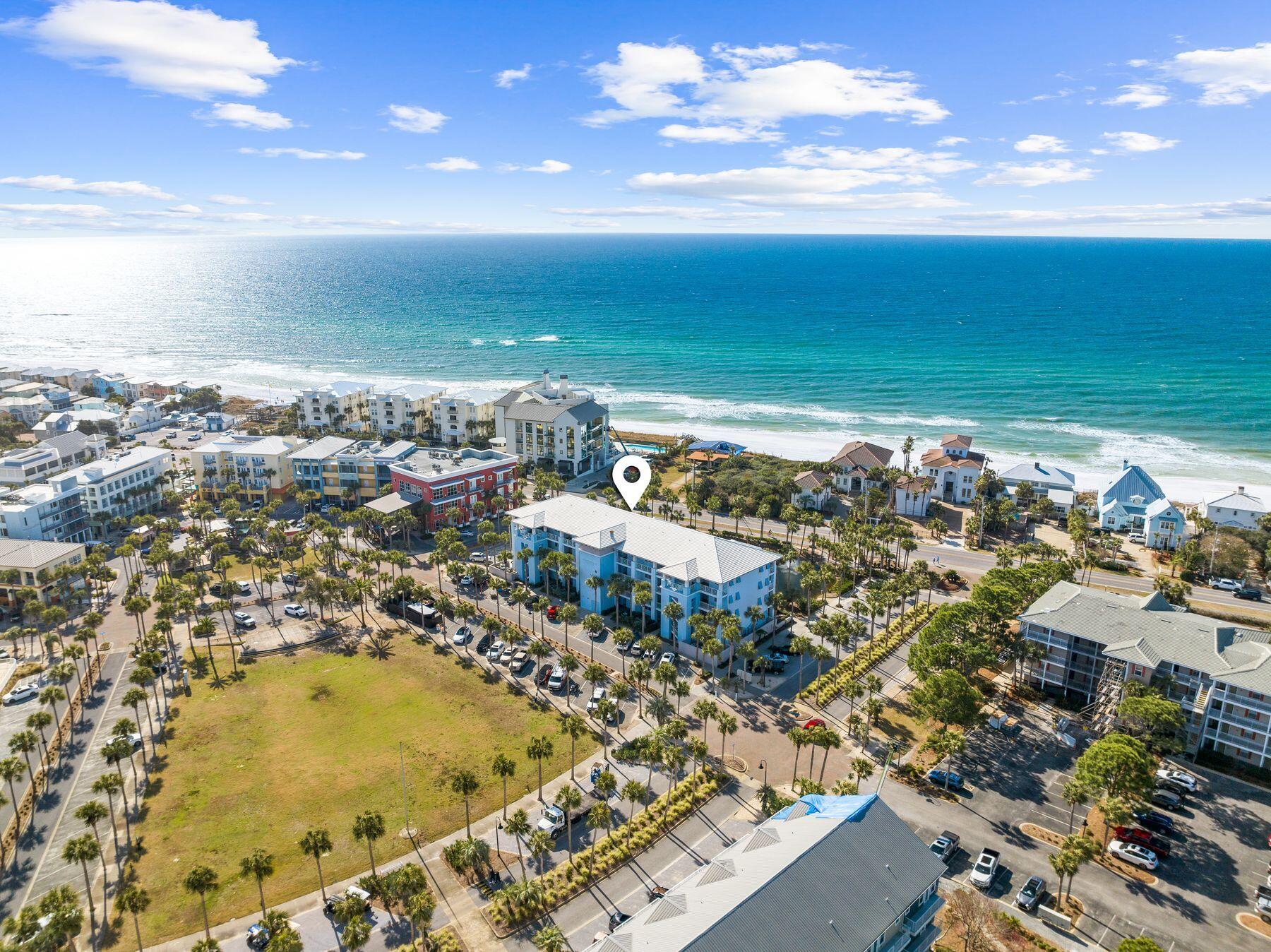 Rest and relaxation abound in this charming condo at the Gulf Place Cabana condominiums. Ideally located on the third floor with views of the Gulf of Mexico, this one-bedroom, one-bathroom condo with hallway bunkbeds is well-suited as a second home or investment property. Well-designed and renovated in 2020, this condo offers an updated and open kitchen with a bright backsplash and cabinetry, fresh lighting and stainless steel appliances, a dining space and spacious living area. Large sliding glass doors open to the balcony allowing for ample natural light and views of the gulf. Luxury vinyl plank flooring throughout the condo allows for a refreshed design and easy maintenance. The primary suite enjoys access to the renovated full bathroom. Centrally located in Gulf Place, Cabanas is the perfect place for a beach getaway. Enjoy the pool and hot tub, corn hole, shuffleboard, tennis, pickleball, a community green space and an amphitheater for events and live music. Experience shopping and al fresco dining at the charming Gulf Place Town Center, numerous boutiques and beloved local eateries including Shunk Gulley Oyster Bar and The Perfect Pig. Three beach access points, two Gulf Place private beach accesses and the Ed Walline public beach access, are just a short walk across Scenic Highway 30A.