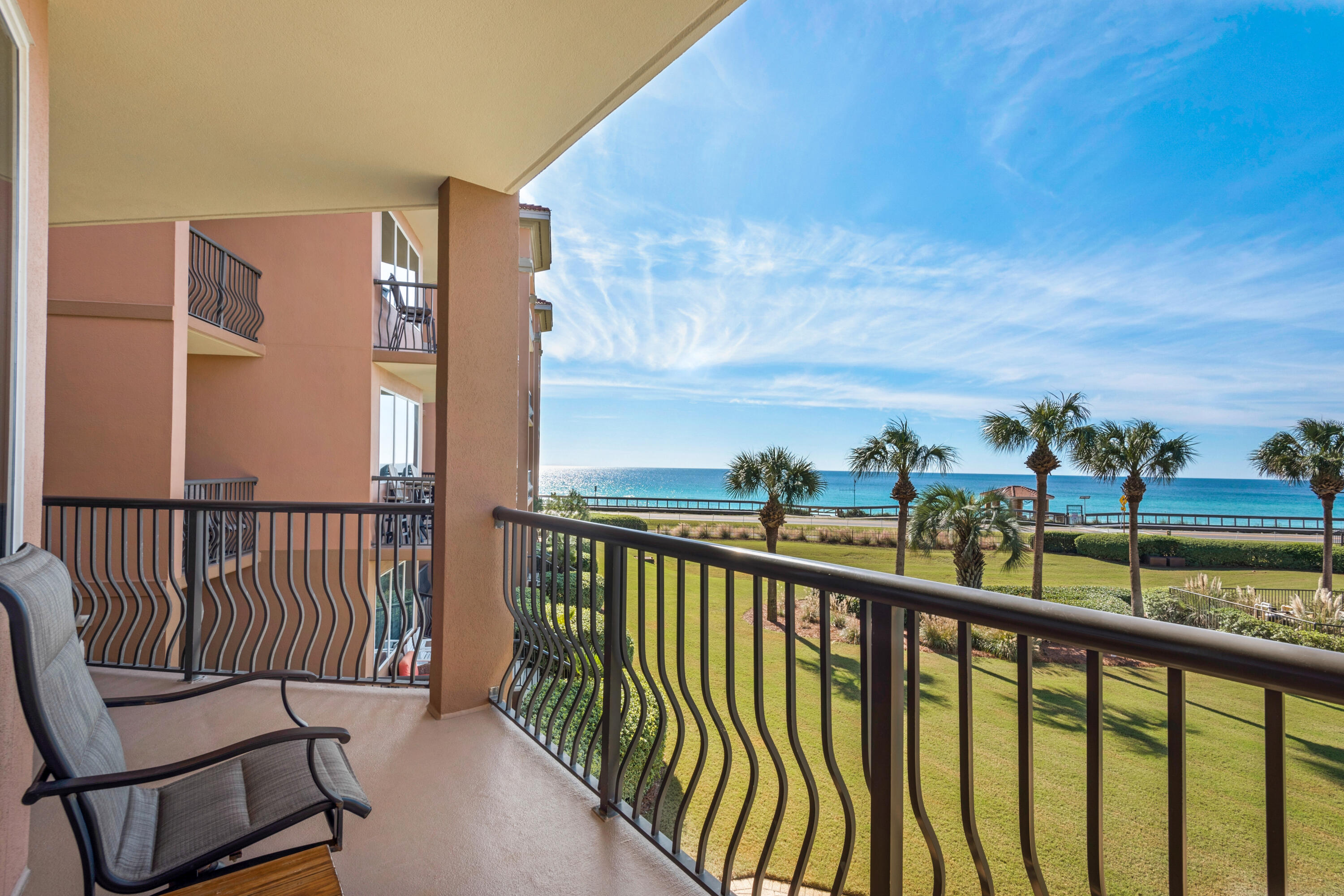 The Mediterranea is a low density, five star resort, conveniently located on Scenic Gulf Drive near Pompano Joe's.  This luxury resort is in a gated community boasting 500 ft of private, deeded beach, a huge pool, gorgeous grounds, poolside spa, fitness room and large owners lounge.   312D is truly a gorgeous condo and comes with a new kitchen, solid surface counters, stainless appliances, tiled backsplash, floor to ceiling windows, and 3 balconies with breathtaking views of the Gulf.  It is currently on a vacation rental program that grosses about $100k per year, but it can also be used as a primary residence, 2nd home or vacation rental.  It comes completely furnished in a coastal decor that will please anyone's taste.