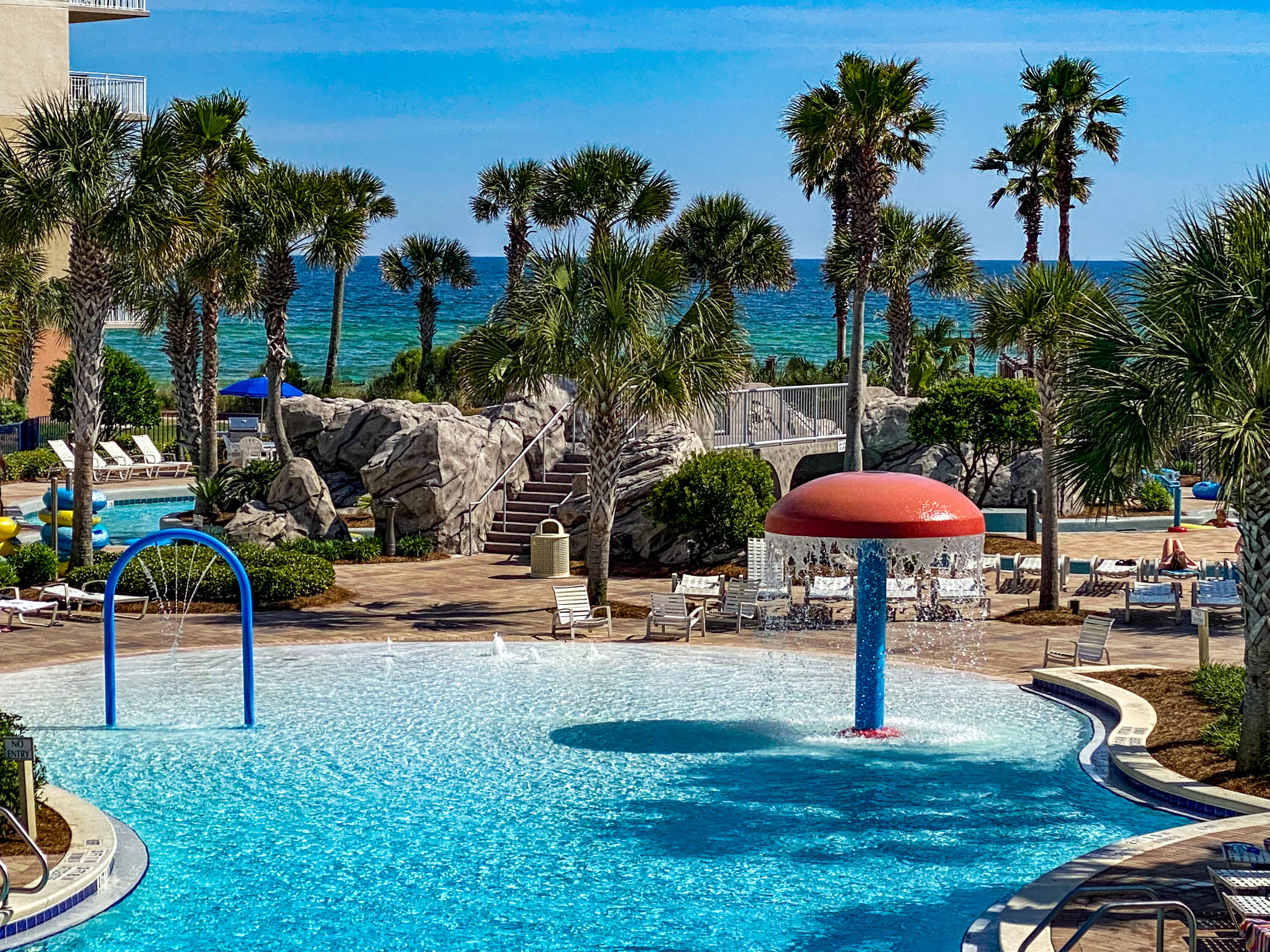 Beautifully renovated and well maintained beach condo. Motivated seller priced for quick sale. Easy access to pools, beach, and parking.  #1 popular FUN Family Beachfront Resort! Sprawling 1,292sf plan- Quiet E side 2br/2.5ba +bunks. A315 features new quartz Kitchen counters.  New a/c 2026; new hwh, new w/d. Waterscape is 1 of THE BEST of the Emerald Coast condos! $60-65K+ potential income! Hall bunk alcove with door. Sleeps 8 comfortably. Coastline views of sparkling Gulf/beach waters. LR+Both br w access to private balcony; Owner storage. WOW style amenities: 490' beach, LazyRiver, 2 hot tubs, TikiHut, 0-edge pool, 10' waterfall, heated pool, kiddie playpark, fitness ctr, 10 grills, covered parking, 24hr security. Great curb appeal. Strong HOA. Across from restaurants, golf & more!