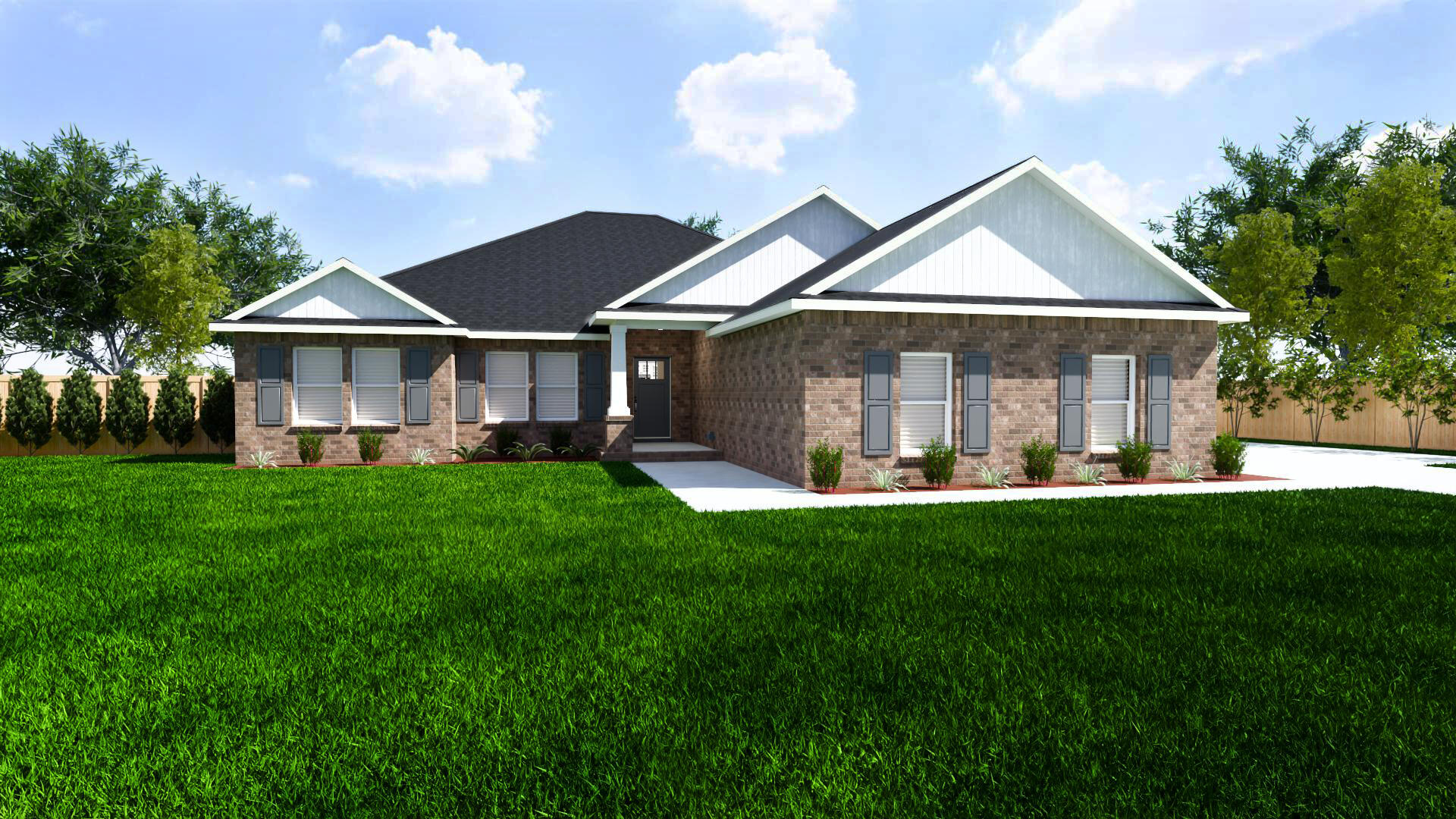 Welcome home to your new country estate for laid back living with all the conveniences of a modern, wonderfully built home. This stunning Liberty Estate Floor Plan is situated on a .51 acre lot in the Prosperity Point community in Milton. The Liberty Estate is a spacious 4-bedroom, 2-bath home featuring an open layout and modern finishes throughout. The kitchen offers stainless steel appliances, granite or quartz countertops, slow-close cabinetry, an island, and a large pantry. The split floor plan provides added privacy, with the primary suite including tray ceilings, double vanities, a tiled walk-in shower, and a garden tub. The fourth bedroom offers flexibility as an office or playroom. Crown molding accents the main living areas, and the main living areas, and blinds are included. A side-entry three-car garage elevates curb appeal with a clean, upscale look while providing ample space and functionality. This home has it all!
Pictures are of a similar home, colors may vary. Projected completion is October 2026.