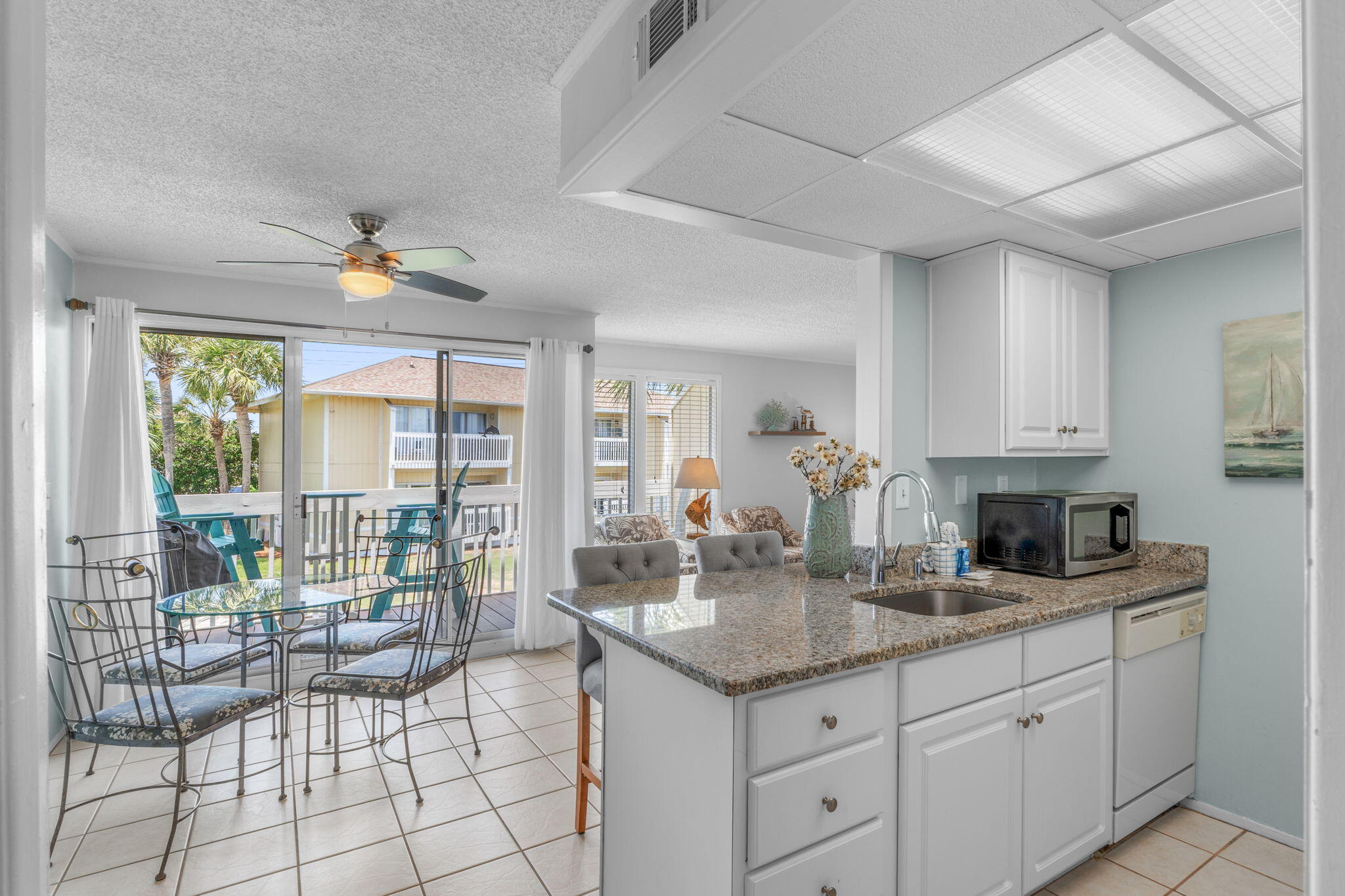 Seller loves Sandpiper Cove and looking to upsize to a larger unit.  Highly Motivated!
Come make this turn-key getaway a place that's ready for fun from day one! This bright 2nd-floor condo comes fully furnished and updated, featuring large TVs, a high-quality bed, plus a new sofa sleeper and rollaway for flexible sleeping space. Many extra supplies are already stocked, making both ownership and rentals easy from the start.

Enjoy relaxing outdoors with your electric grill and new resin patio furniture while taking in the peaceful setting from this quiet location. From the condo you can even spot Canal Slip #12, where the owners dock their boat when visiting. Golf lovers will appreciate the convenience of being right at Tee Box #1 with Hole #9 finishing just behind the condo