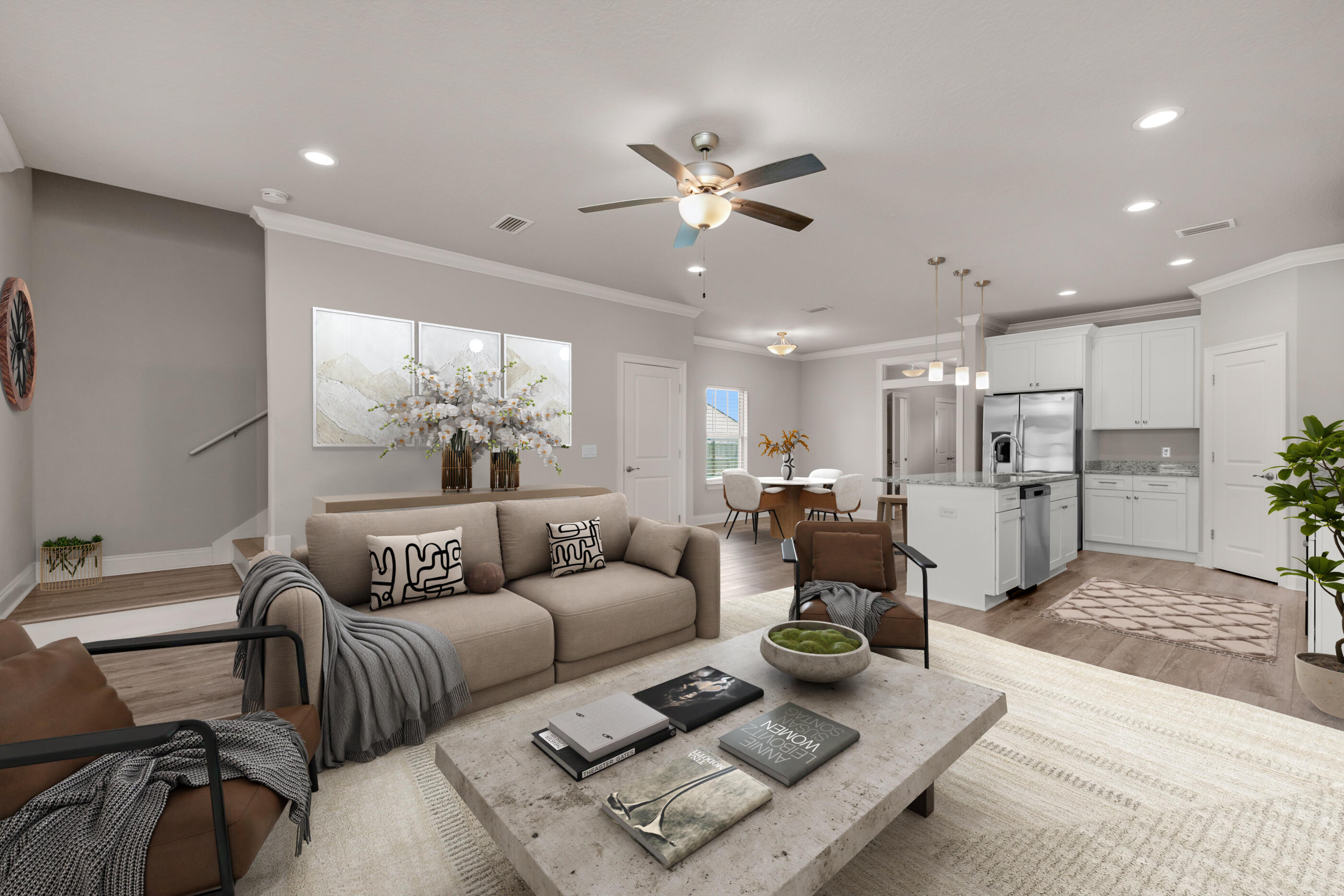**$10,000 in buyer concessions being offered!!** This well-maintained two-story home in East Navarre offers a great mix of comfort, style, & convenience. At just 3.5 years old, this 3-bedroom, 2.5-bath home is move-in ready & located only 5 miles from Navarre's beautiful white sand beaches, shopping, & restaurants, & is just 8 miles to Hurlburt Field AFB. Inside, you'll find an open & welcoming layout with luxury vinyl plank flooring throughout the main living areas & bedrooms, tile in the bathrooms & laundry room. Granite countertops & soft-close cabinets & drawers throughout the home give it a clean, modern feel, while details like transom doorways, ceiling fans in every bedroom & the living room, & a covered patio add extra comfort & character. The primary suite features a tray ceiling, oversized closet, & a spacious bathroom with double vanities & a tiled tub/shower combo. Whether you're looking for a primary home, beach-area getaway, or investment property, this East Navarre home is one you'll definitely want to see!
