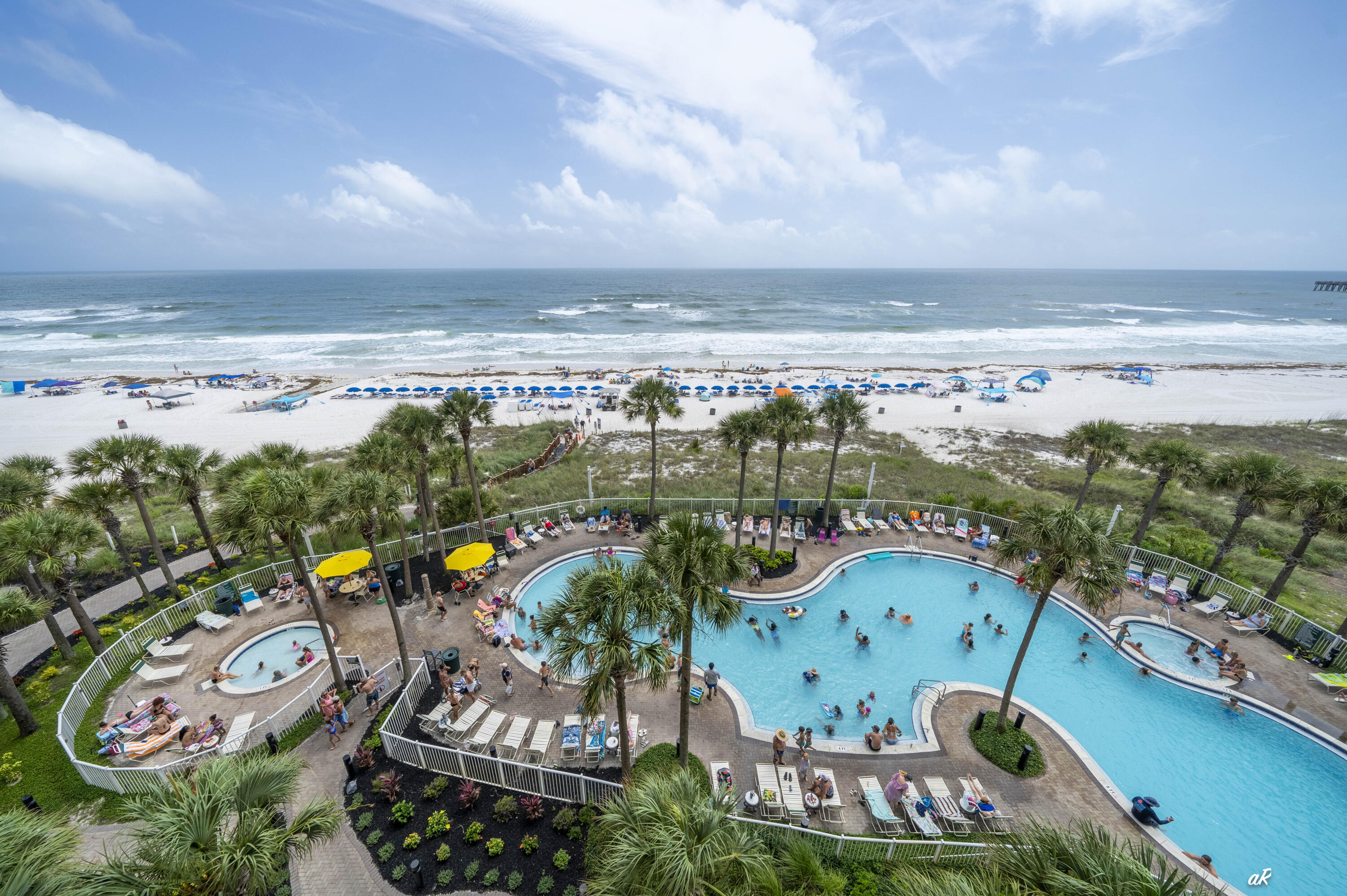 s: Here it is ! Grand Panama Beach Resort Tower 1, Condo 605. Lower floor beauty. Grand Panama a 100% owner owned Resort. Fully Furnished/rental ready. 2bed 2Bath/bunk area . This 05 stack has a large unobstructed balcony for the beautiful beach front sunsets. Full size bunk bed in hallway, all stainless steel appliances , This condo is on the vacation rental program or can be used as a second home for a new owner. 2 owners closets, newer HVAC, Newer Hot water Tank, Resort amenities : 2 heated pools , kidde pools, hot tubs, tiki bar, large and nicely equipped, business center, BBQ areas, dog park, onsite sit down pizza restaurant, onsite general store, coffee shop, Everything a family needs for a beach vacation