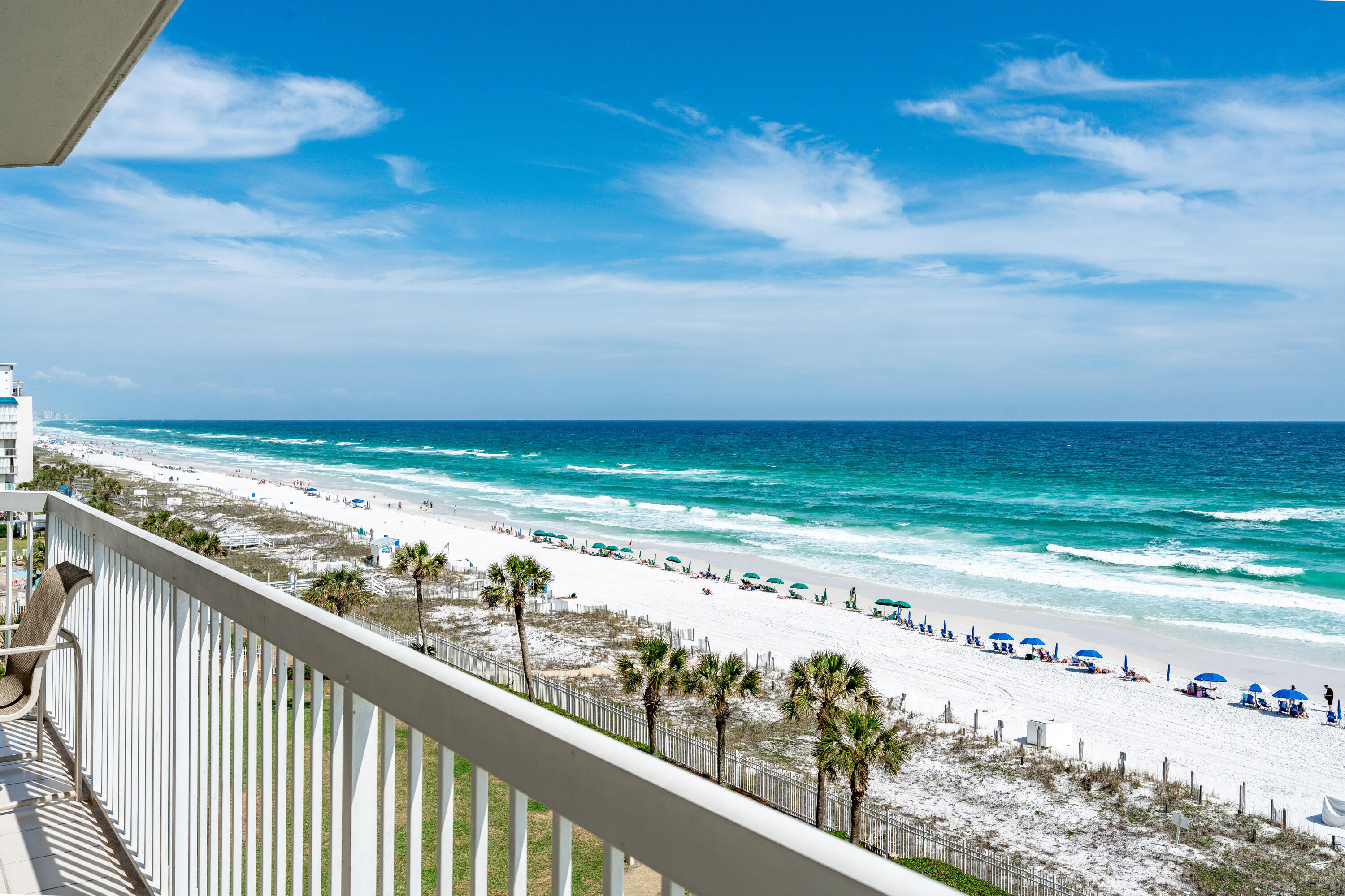 605 East Silver Beach Towers. This 2-bedroom, 2-bath condominium has both bedrooms facing the Gulf - a rare design for Gulf-front condos on the Emerald Coast. This property also provides panoramic beach views from the main living area. Features include tiled flooring in all main living areas, floor-to-ceiling doors/windows, access to the oversized balcony from both bedrooms & the living room, owner's closet, & a deeded covered parking space. The kitchen features a breakfast bar & stainless appliances. The master & bath includes a separate shower, jetted tub, & walk-in closet. Silver Beach Towers provides over 600 ft. of sugar-white sand, 2 Gulf-side pools, 2 hot tubs, a BBQ Grilling area, Pickleball/Tennis court, & is centrally located to many dining, shopping & entertainment options. Enjoy food and beverage service delivered right to your beach chair! A new seasonal service is available to all owners and guests at Silver Beach Towers! Rental History (Gross Income): 2024 - $78,427; 2025 - $64,809. 2025 occupancy was reduced due to limited use during building renovations.