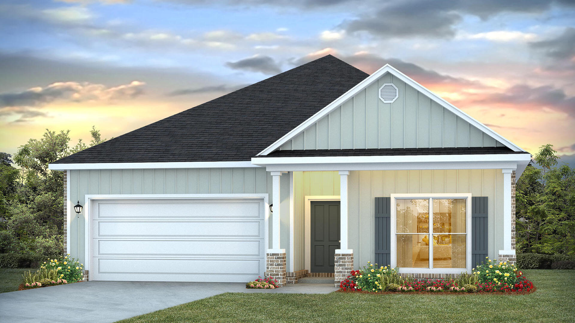 Welcome to 94 Gray Owl Drive, a new home under construction at Owls Head Farms in Freeport, Florida. This home offers an open and spacious layout designed for comfortable living.

The kitchen is equipped with an appliance package that includes a smooth top stove, microwave and dishwasher as well as an undermount single basin sink with a dedicated water filter faucet and a functional center island. Modern finishes of the kitchen include quartz countertops, white upper and lower cabinetry and brushed nickel plumbing fixtures. The kitchen opens directly to the dining area and living room, creating a seamless space for relaxation or entertaining guests. The high 9' ceilings and additional tray ceilings in the living and primary bedroom create boosts the luxurious feel in this home.

The primary bedroom is nestled at the back of the home and features a private bathroom with a shower, dual vanities, a large soak tub, and a spacious closet. Three additional bedrooms, a second full bathroom, and a separate laundry room provide both practicality and comfort. There is a coat closet and linen closet in the entry hallway for added convenience. This home has EVP flooring in the common or shared areas of the home and each bedroom has carpet.

The exterior of this home features covered front and back porches that extend your living space, ideal for enjoying Florida's weather. The 2-car garage and large laundry room are just off the kitchen for ease when you're unloading the car.