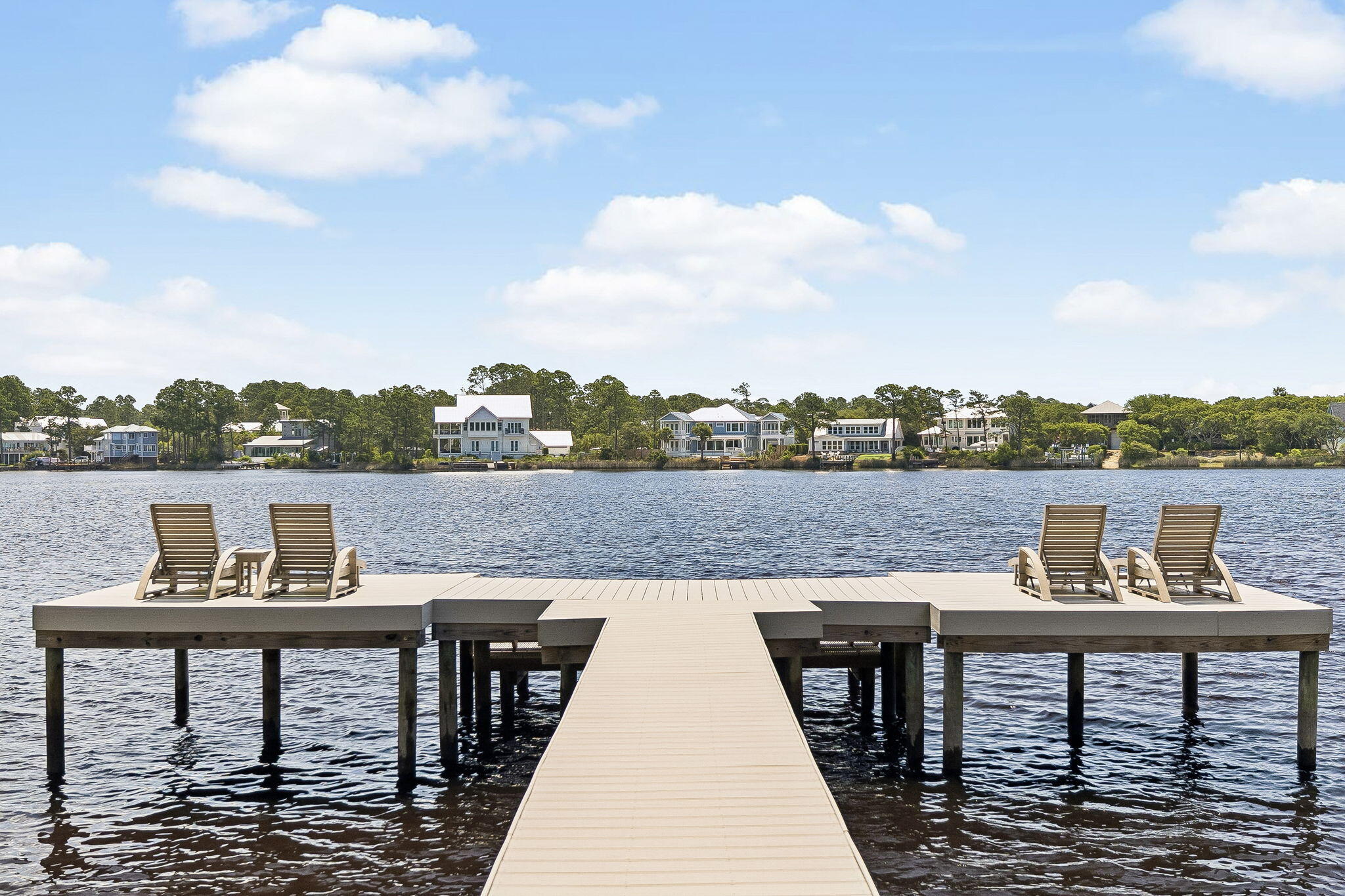 Newer Home on Eastern Lake with new dock and the beach just 200 yards away, this Seagrove Beach retreat delivers the quintessential 30A experience. Built in 2022, the 3,754 sq ft home offers five bedrooms, sleeps 12-14 with ease. Shiplap walls, wood floors, soaring ceilings and custom cabinetry set a refined coastal tone throughout. Four ensuite bedrooms plus a bunk room which sleeps 4 create flexible, guest-ready living, while open dining and kitchen spaces accommodate 10 at the table and four at the bar. Outside, a heated pool, expansive deck, large fenced yard and dock invite morning coffee by the water and evening swims under open sky. A two-car garage, smart TVs throughout and proximity to dining, shopping and beach access complete this rare lakefront offering in the heart of Seagrove Beach.