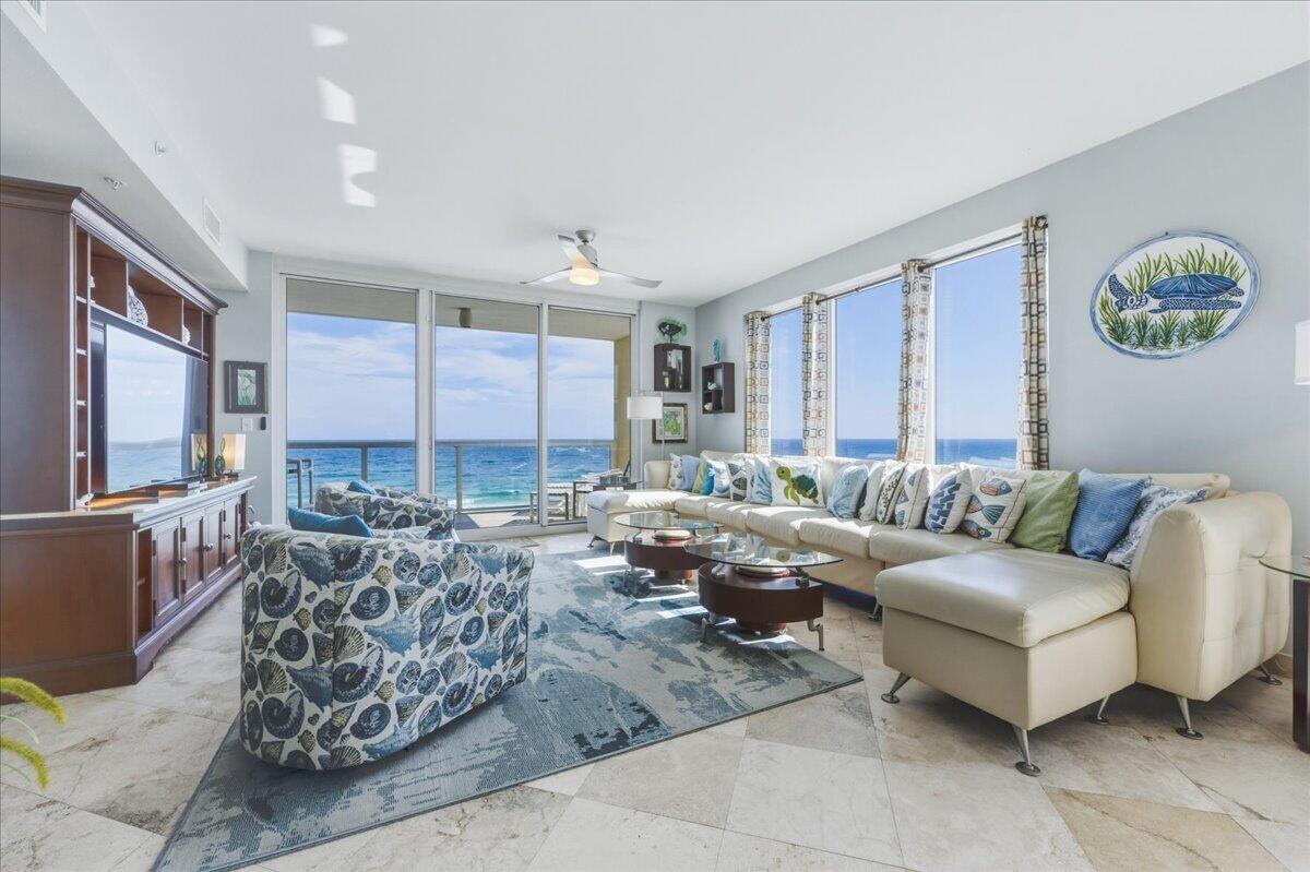 Experience the best of Navarre Beach in this high-producing, fully furnished West End corner unit at Caribbean Resort, where unobstructed Gulf and Santa Rosa Sound views take center stage! With over $95K in rental income generated in 2025 and a strong 10+ year rental history filled with stellar reviews and repeat guests, this is an incredible investment opportunity. There are no high rises blocking the panoramic views, allowing endless sunsets and natural light to pour in. The lockout unit creates rental flexibility and income potential. Inside, the main living areas are finished with travertine tile and vinyl flooring in select bedrooms - no carpet! The living and dining area features floor-to-ceiling windows that frame the Gulf and Sound, creating a bright, airy coastal atmosphere. The kitchen showcases custom cabinetry, glass-pane lighted upper cabinets, abundant storage, stainless steel appliances, granite countertops, a built-in wine rack and stemware holder, and a breakfast bar. The primary suite easily accommodates a king-size bed and sitting area and features balcony access and a walk-in closet. The guest bedroom includes a walk-in closet and a convenient ensuite bathroom, with access also available from the main living area. The lockout suite can be accessed both internally and from an exterior entrance, making it ideal for maximizing rental income or hosting guests. It offers its own balcony, en suite bathroom, double closets, and space for a sitting area. Additiona l highlights include a hidden laundry area concealed behind kitchen cabinetry, generous storage throughout, and a dedicated owner's closet. Caribbean Resort offers fantastic amenities including a Gulf-front pool, hot tub, gated beach access, two parking spaces per unit, private storage, and a recently renovated BBQ area with new grills. This is a rare opportunity to own a proven income-producing beach property with unbeatable views!