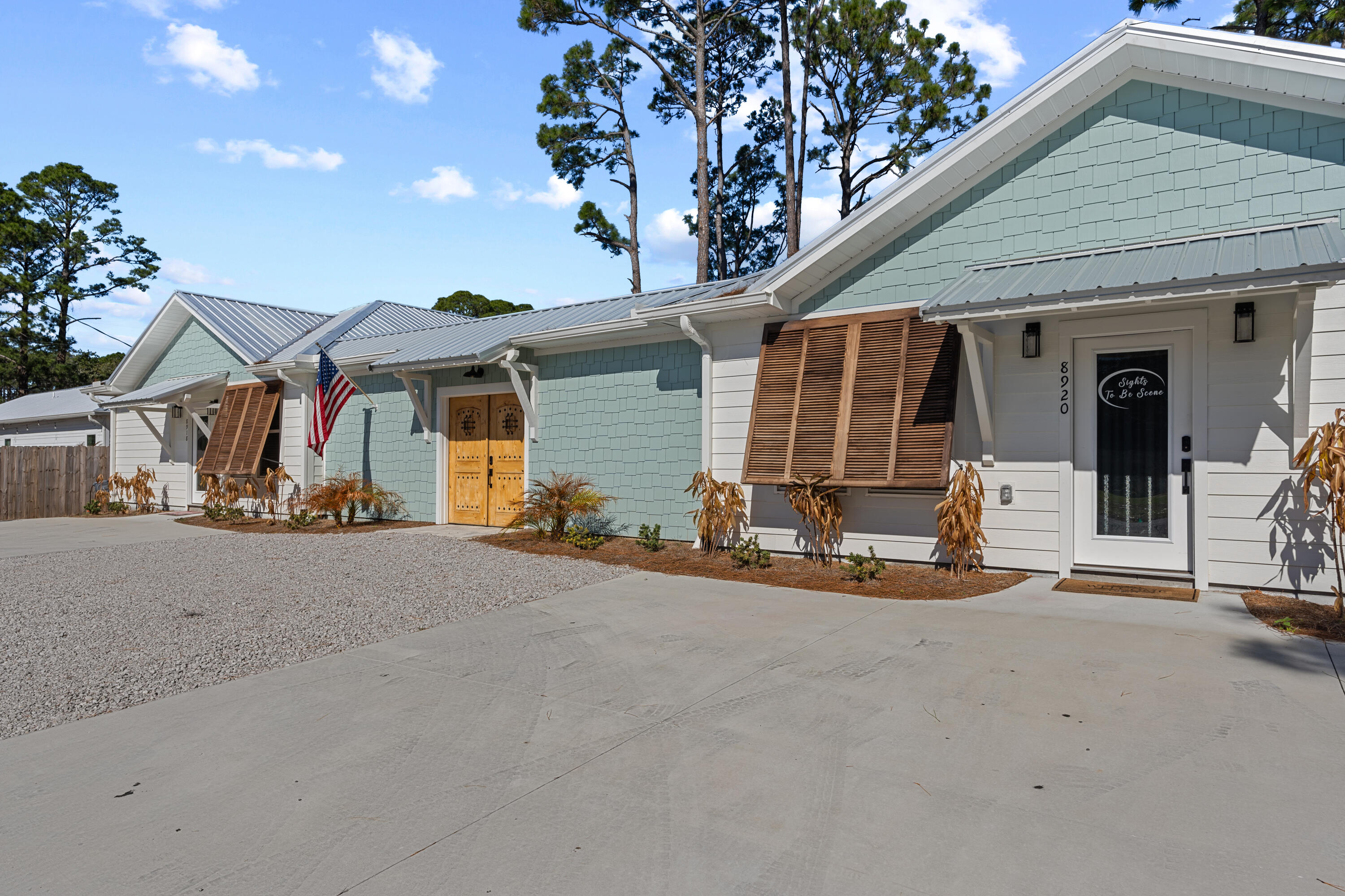 Coming Soon-Coming Soon No Showings - INVESTOR OPPORTUNITY WITH PROVEN SHORT-TERM RENTAL HISTORY! This beautifully designed duplex offers the perfect blend of income potential and resort-style living just minutes from Panama City Beach's world-famous white sand beaches. Consisting of two separate 2-bedroom, 2-bath units, the property features a total of 4 bedrooms, 4 full bathrooms, 1 half bath, and is currently operating as a successful short-term rental. Each unit showcases modern coastal finishes, spacious open-concept living areas, large kitchen islands with quartz countertops, stainless steel appliances, luxury vinyl plank flooring, and private laundry rooms complete with dedicated washers and dryers for each side. The bedrooms are generously sized, while the spa-inspired bathrooms feature custom tile showers and upscale finishes. One of the primary suites even includes a private sauna, creating an elevated guest experience that helps set this property apart in the vacation rental market. The centerpiece of the property is the stunning shared courtyard designed for entertaining and relaxation. Guests can enjoy the private pool with water feature, covered outdoor living spaces, outdoor bar seating, fire tables, dining areas, and multiple gathering spaces that create a true resort-like atmosphere. A convenient poolside half bath enhances the outdoor experience, while the natural gas heated pool allows for extended seasonal enjoyment and added appeal for vacation renters. The thoughtful courtyard design provides privacy while encouraging outdoor enjoyment year-round. Designed with both guest comfort and operational efficiency in mind, the property is equipped with two tankless natural gas water heaters, providing reliable hot water capacity for both units while offering energy-efficient performance. With ample parking, durable metal roofing, attractive coastal architecture, and a location convenient to beaches, dining, shopping, marinas, and local attractions, this property is well-positioned for continued rental success. Whether you're looking to expand your investment portfolio, generate vacation rental income, or own a versatile coastal property with multiple use options, this turnkey duplex presents a rare opportunity.