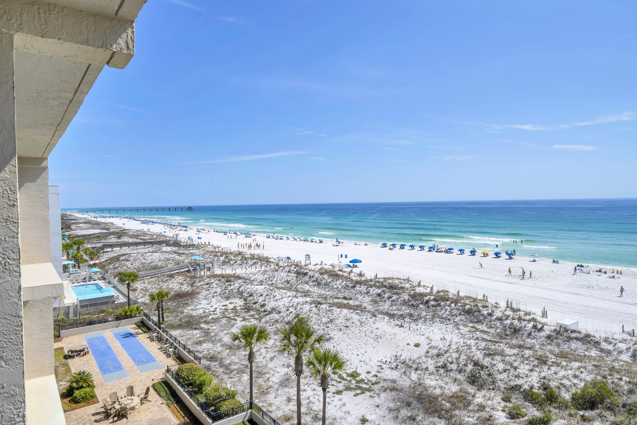 This lovely condo has an outstanding view of the Gulf and is perfect for making family memories and/or cashing in on short term rentals. All the most desired amenities including 2 pools (one heated seasonally), beach access, tennis, pickleball, sauna , shuffle board , grills, and fitness center. The seller is offering a home warranty with acceptable offer. Many fun restaurants and attractions in the area. Furnished and move in ready.  Stainless appliances, wet bar, water filter system, and full sized washer and dryer.