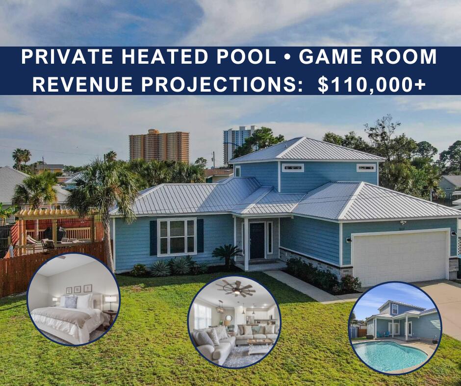 THIS HOUSE CHECKS ALL THE BOXES!

--Single-family home
--Built for living or short-term renting
--Master bedroom down with en suite bath
--Private heated pool
--Fully furnished with beachy vibe
--Strong rental history and rental projections
--Garage converted to game room
--Close to beach, lagoon, and marinas
--Near great local restaurants, jet ski rentals, and boat rentals

Ask your agent for the Airbnb link, cost to own, and rental history and projections.  Come tour TODAY!

Get under contract in time for the full rental season AND take advantage of the 100% bonus depreciation tax benefit with a cost segregation study.  Your CPA knows how!

 See the walkthrough video attached to this listing, and ask your agent for the Airbnb link as well.

Thank you for your interest.  We look forward to your offer!